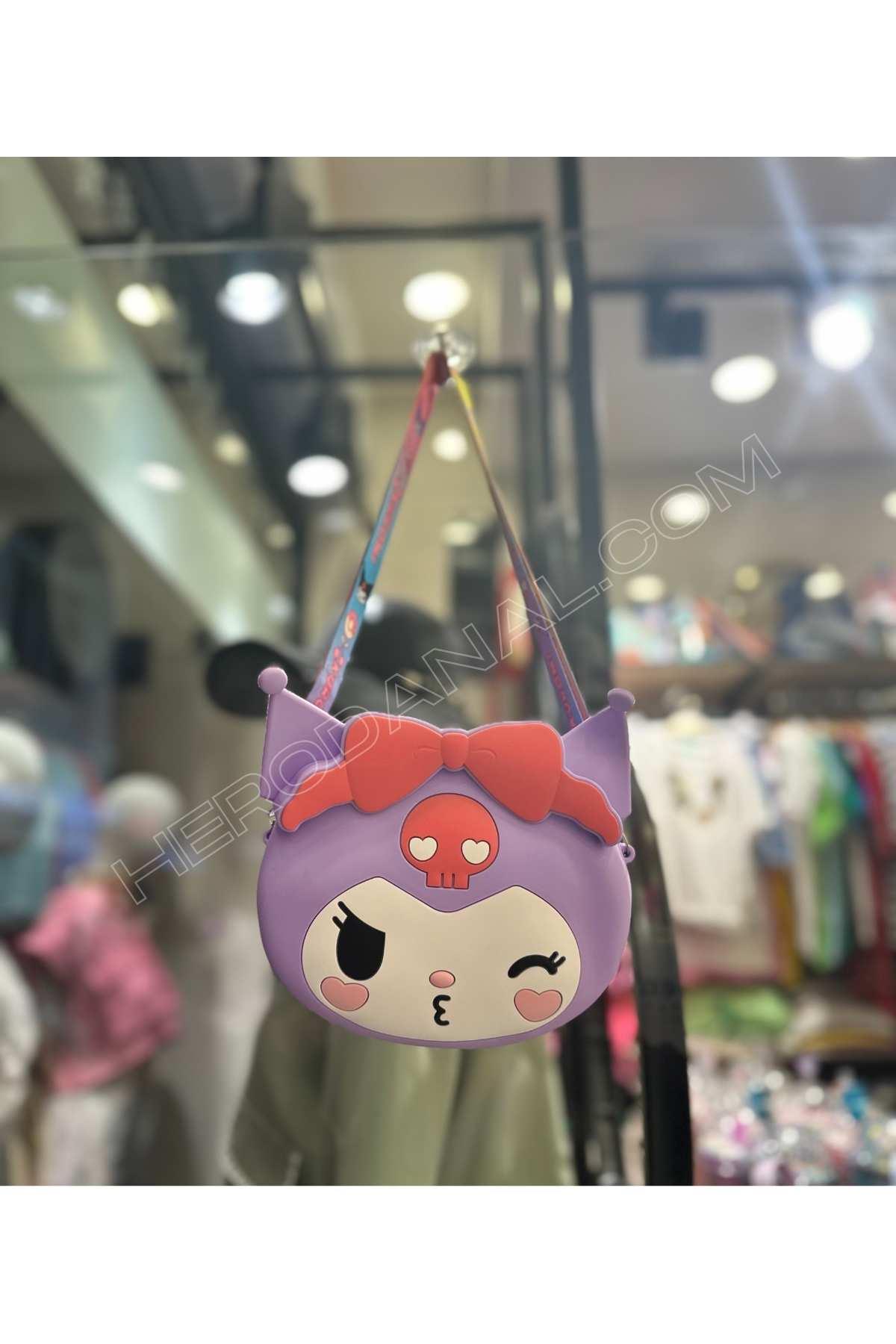 Kuromi Büyük Boy Yuvarlak Silikon Çanta - Mor