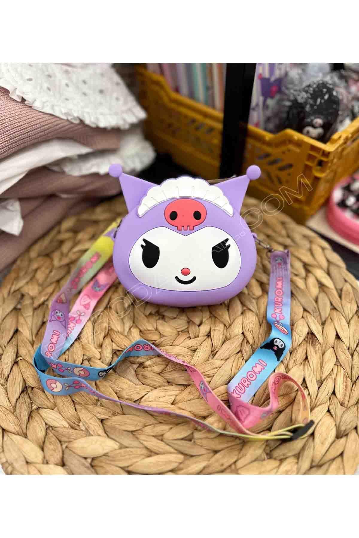 Kuru Kafa Detaylı Kuromi Silikon Çanta - Mor