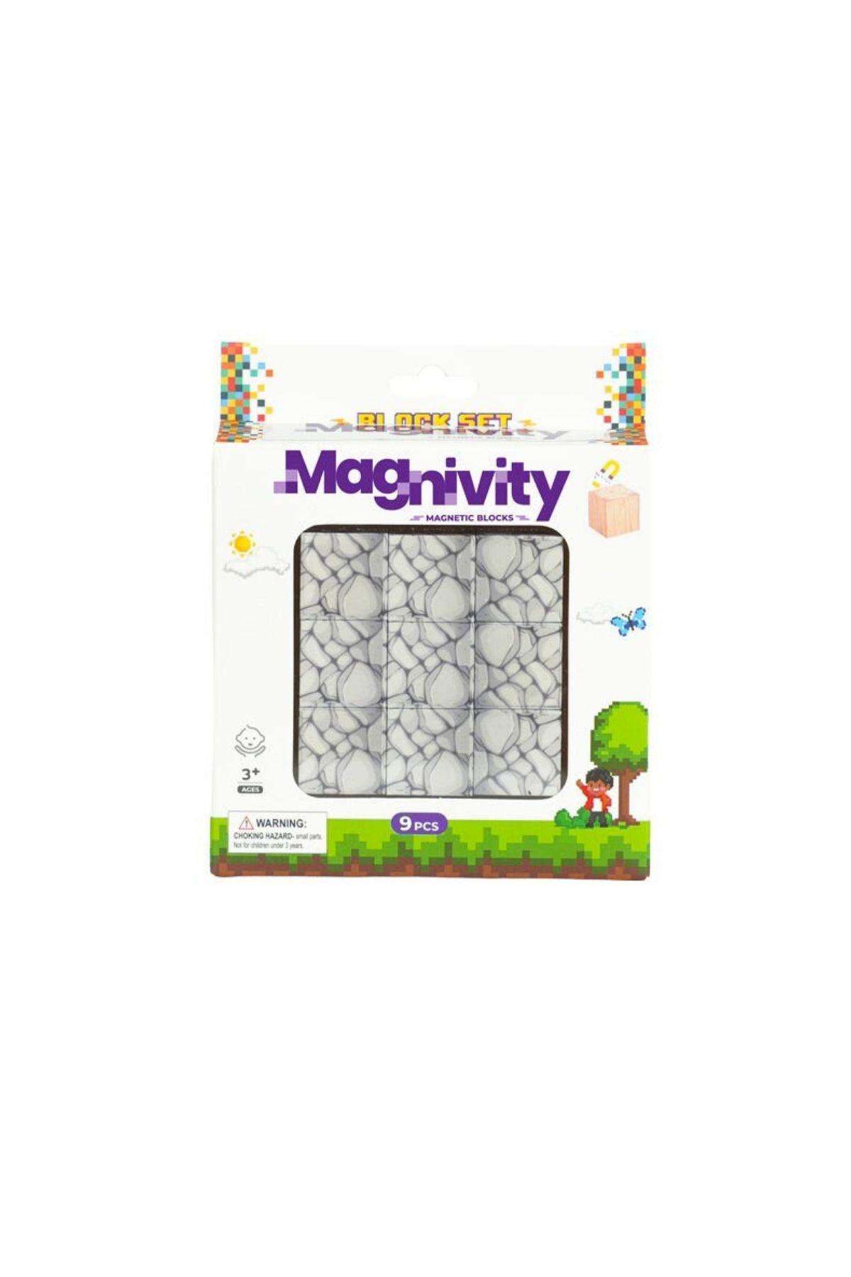 Magnivity - 9 Parça Kaya Desenli Manyetik Bloklar