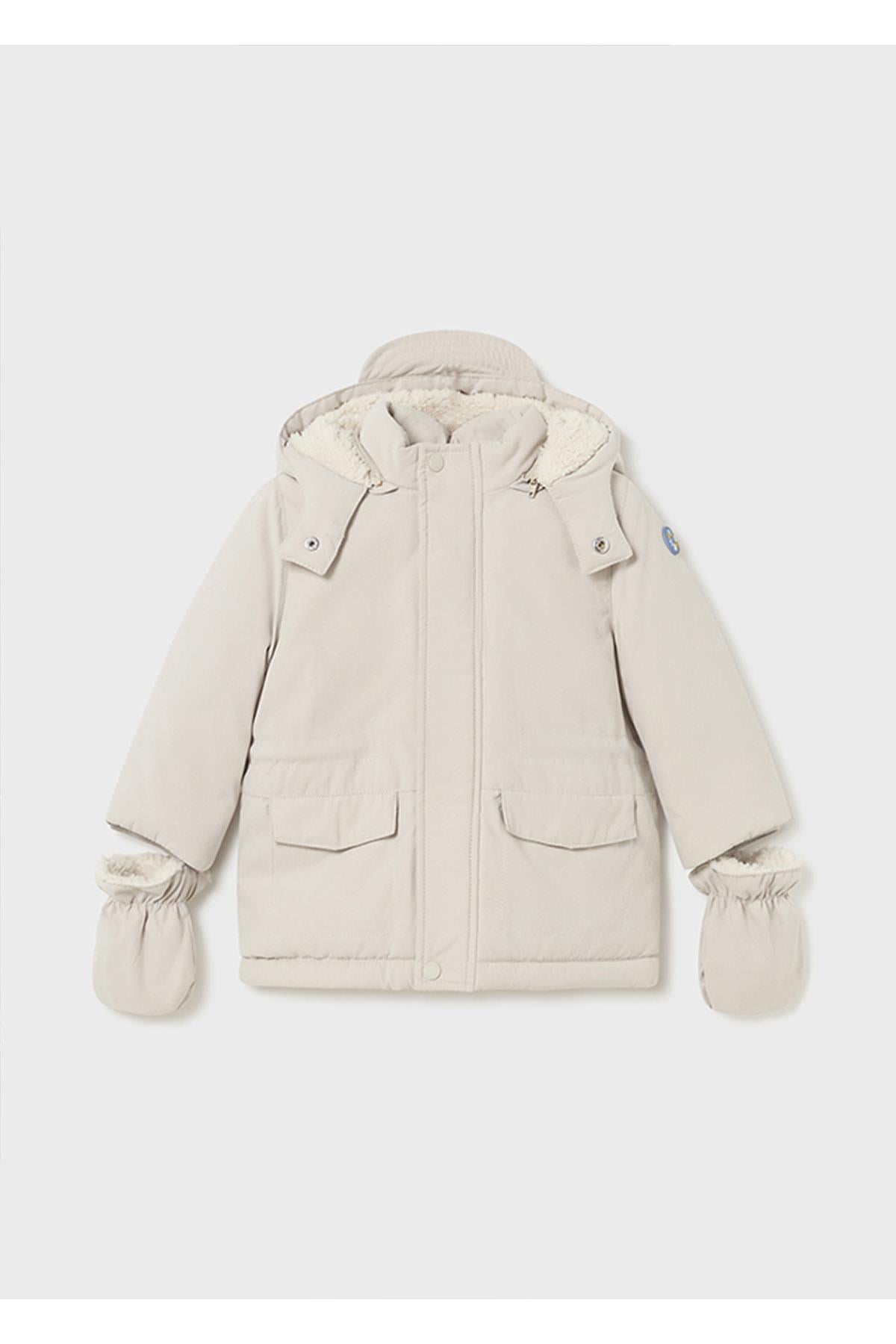 Mayoral Kışlık Erkek Bebek Parka Mont Eldivenli - Krem