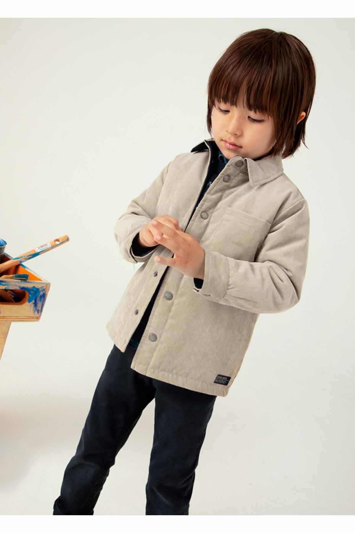 Mayoral Kışlık Erkek Çocuk Çift Taraflı Gömlek - Krem ve Lacivert