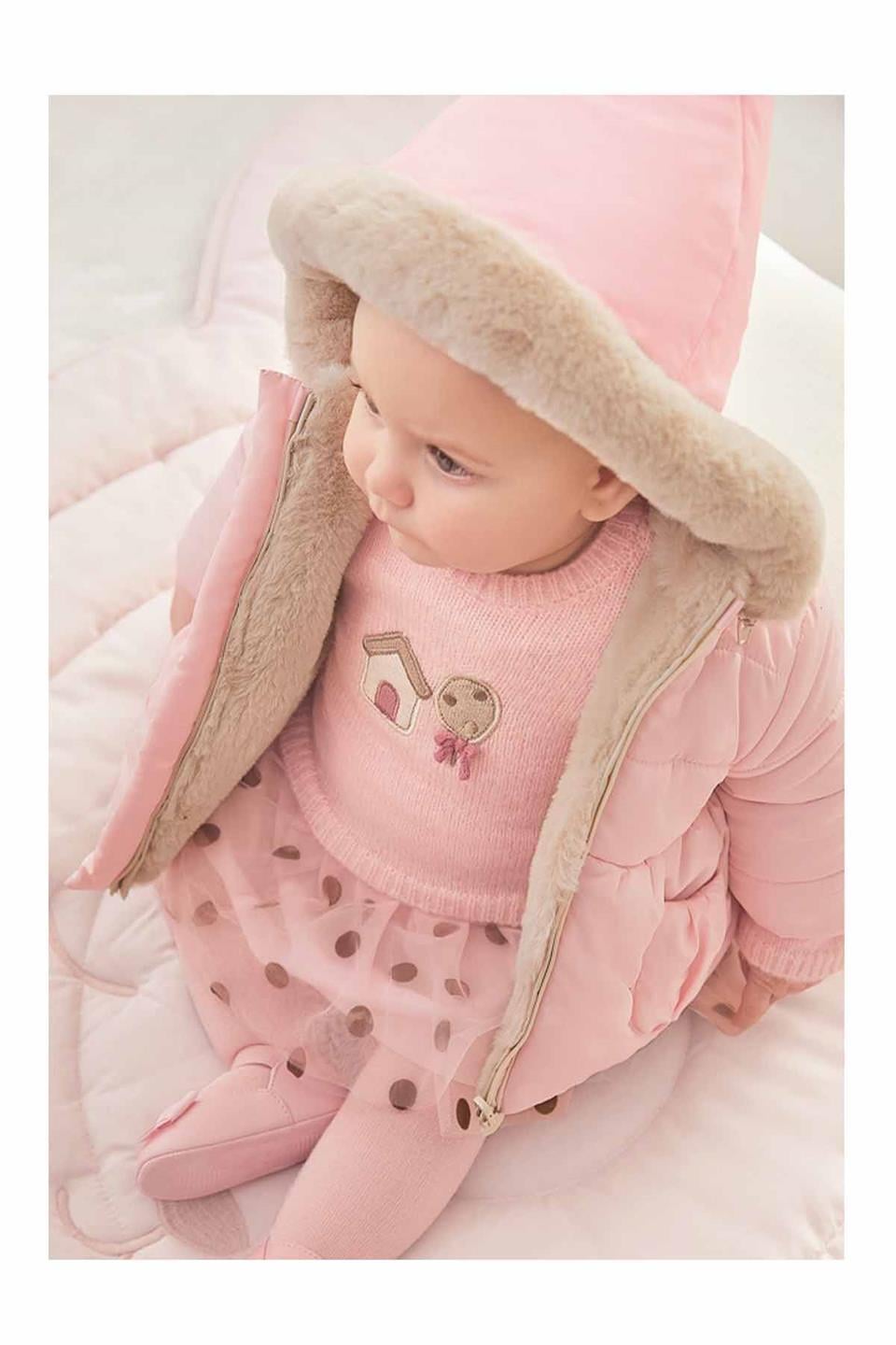 Mayoral Kışlık Kız Bebek Çift Taraflı Kürklü Mont Pembe