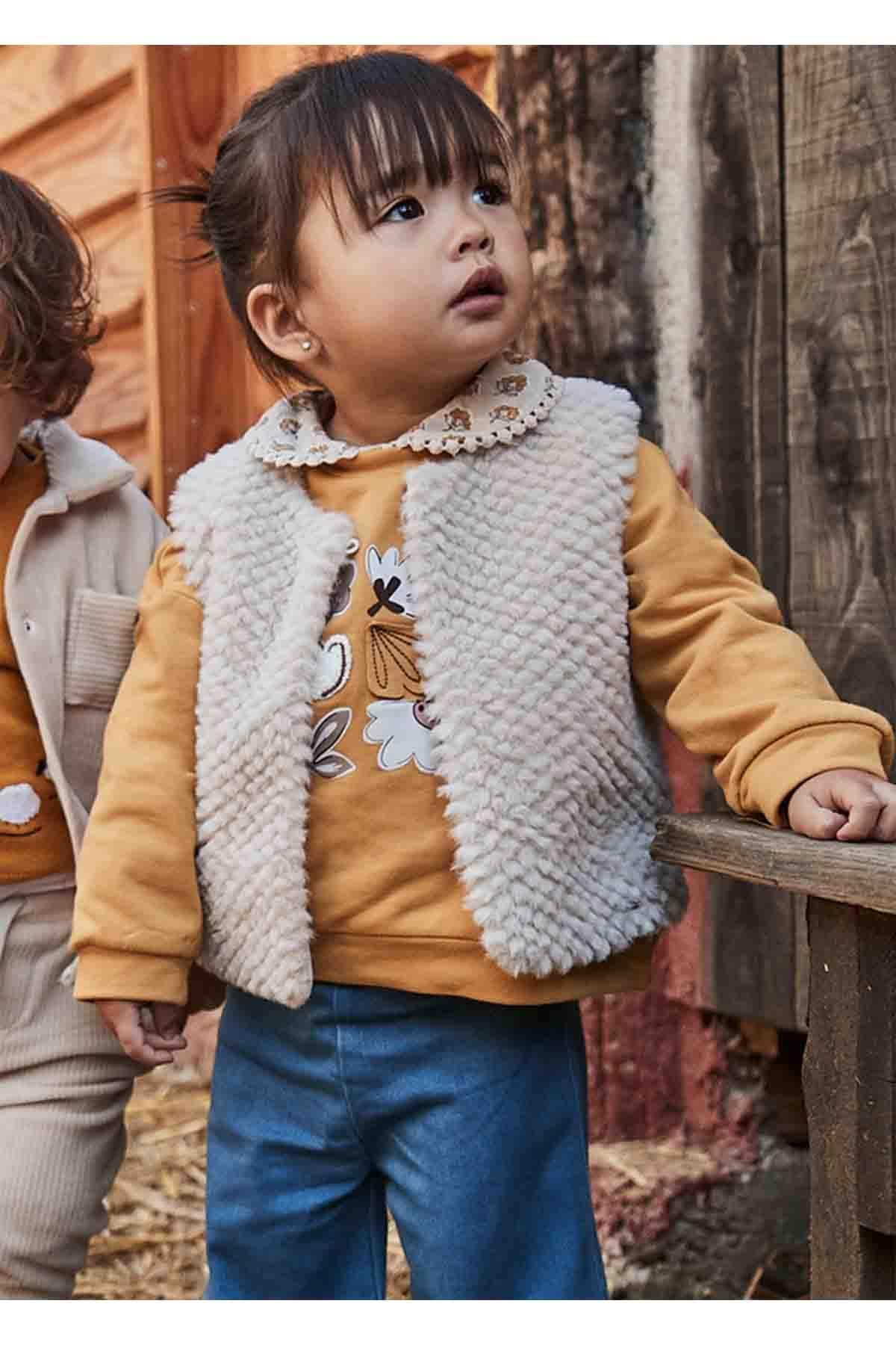 Mayoral Kışlık Kız Bebek Tüylü Yelek - Bej