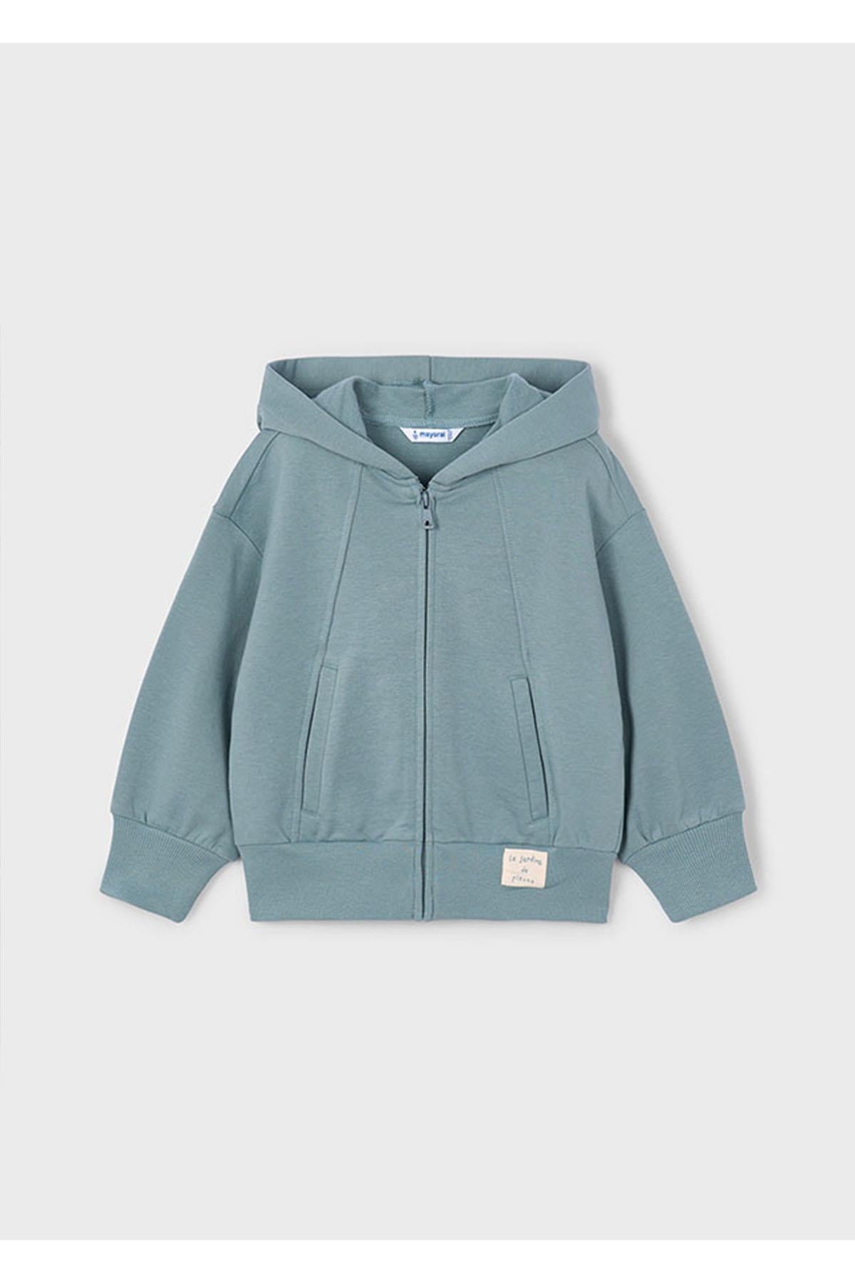 Mayoral Kışlık Kız Çocuk Kapüşonlu Fermuarlı Sweatshirt- Yeşil