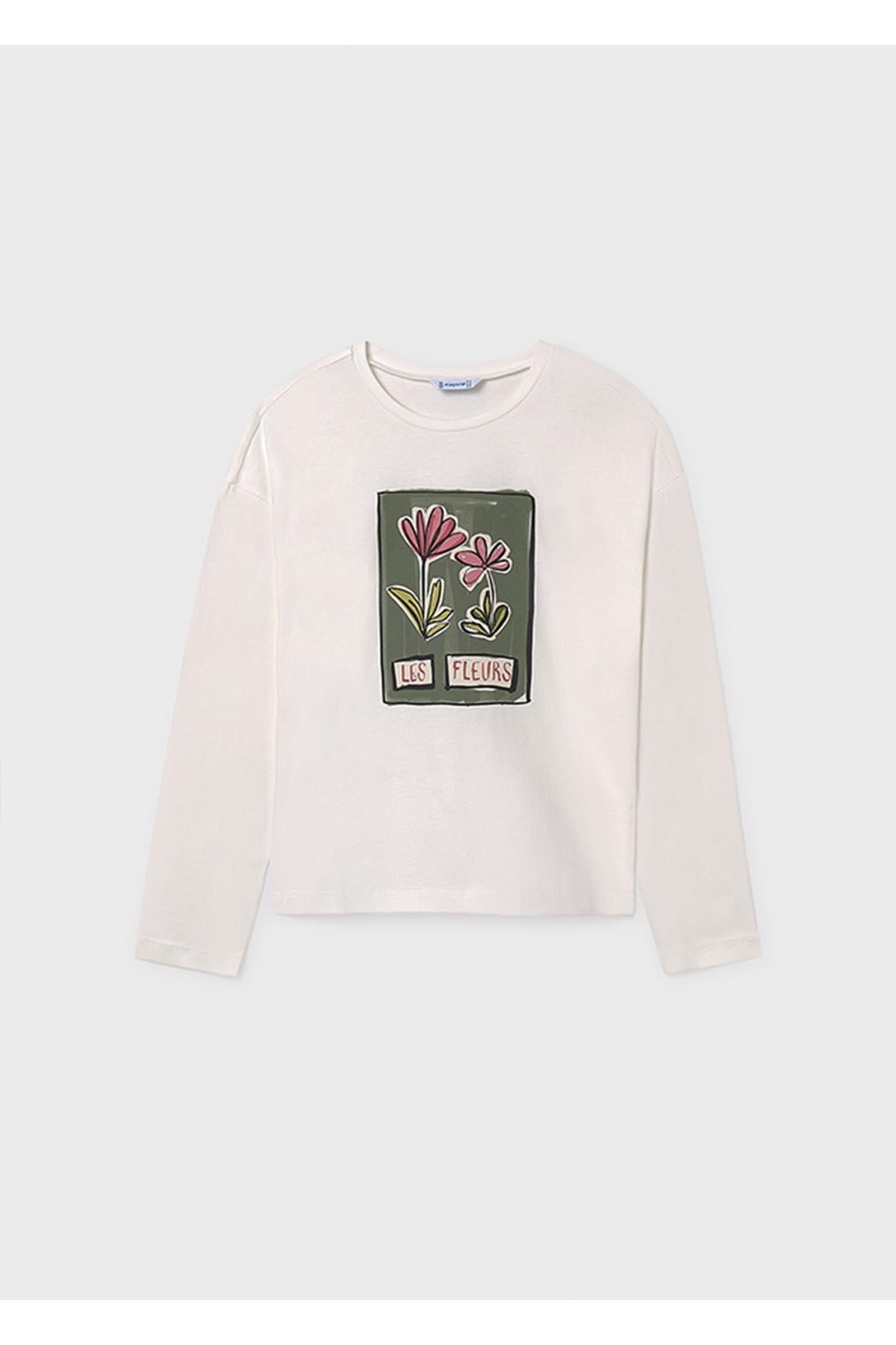 Mayoral Kışlık Kız Çocuk Uzun Kol  Tshirt - Ekru