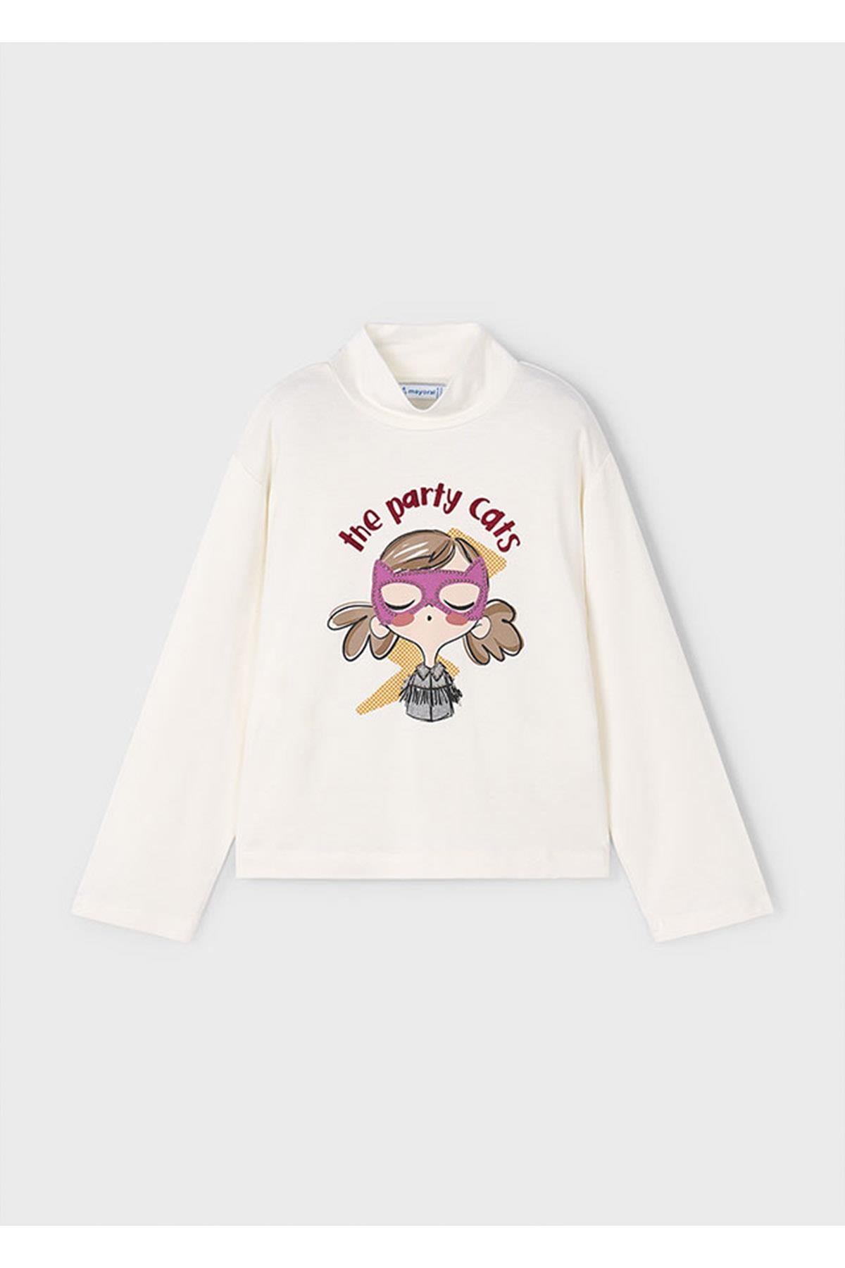 Mayoral Kışlık Kız Çocuk Uzun Kol Yarım Balıkçı Tshirt - Krem