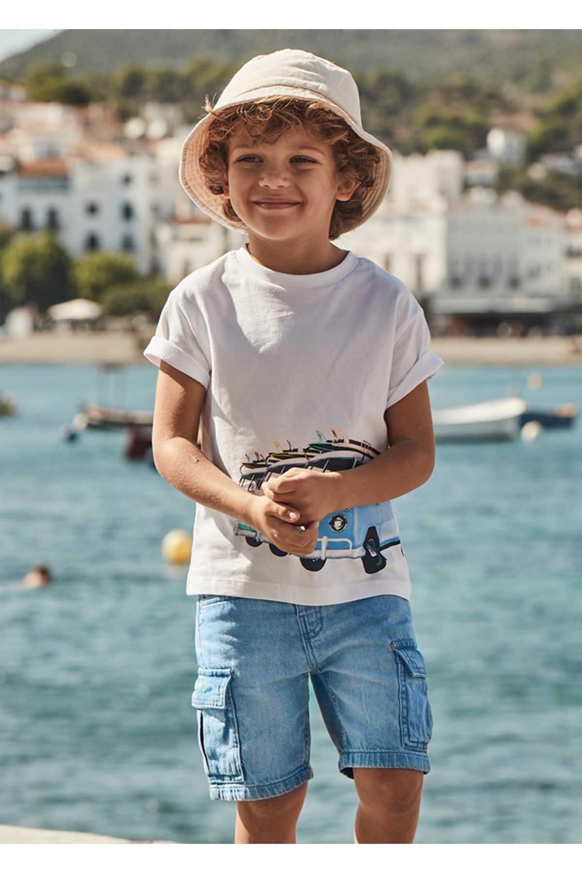 Mayoral Yazlık Erkek Çocuk Kargo Cepli Denim Şort - Mavi