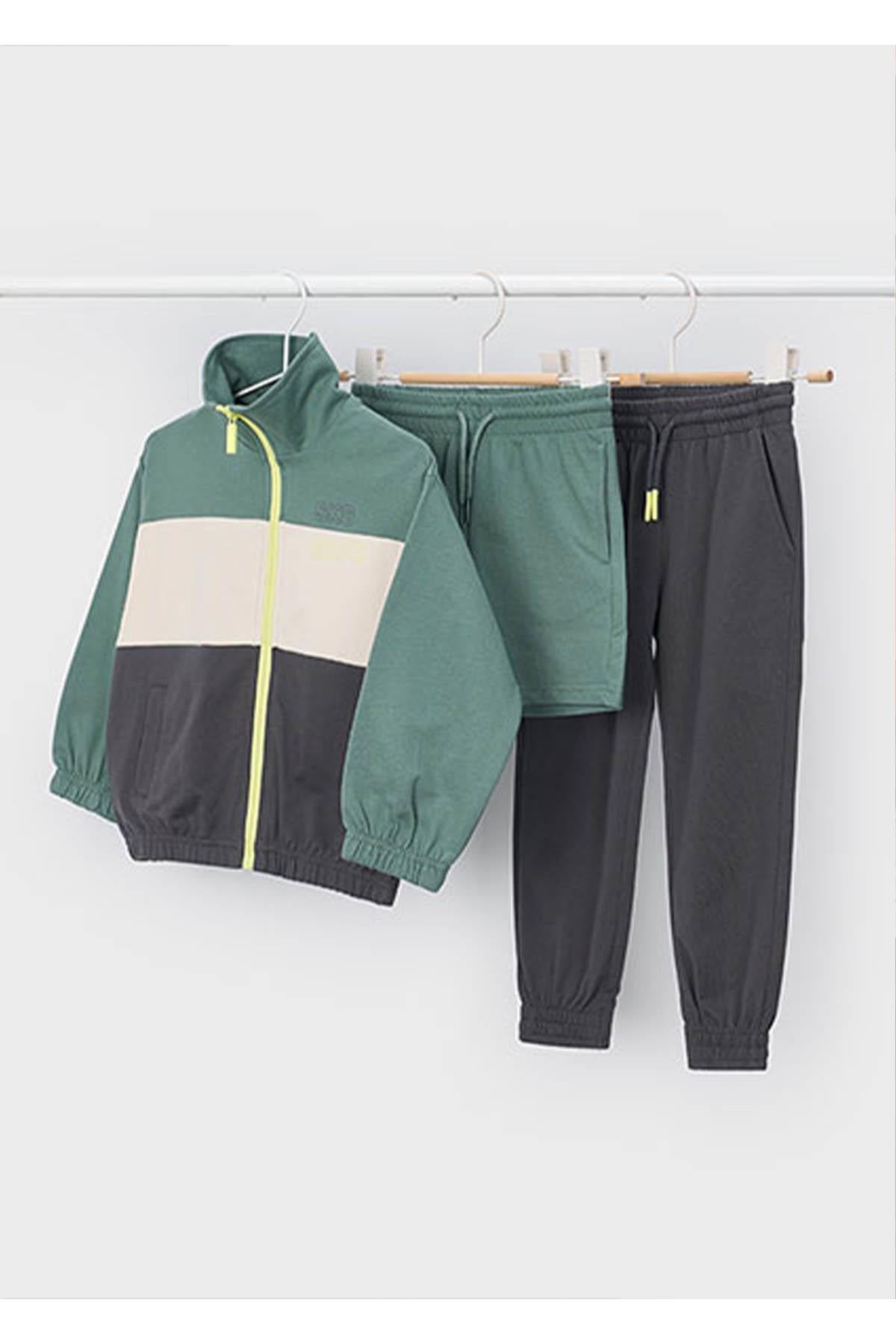 Mayoral Yazlık Erkek Çocuk Şort - Eşofman - Sweatshirt 3'lü Takım - Yeşil