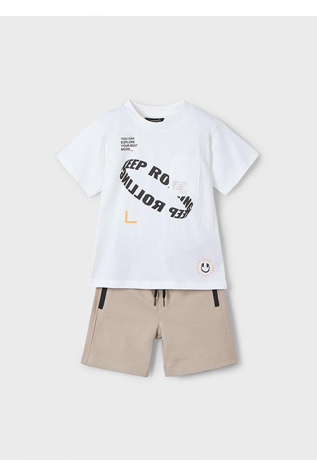 Mayoral Yazlık Erkek Çocuk Şort - T-Shirt Takım - Bej