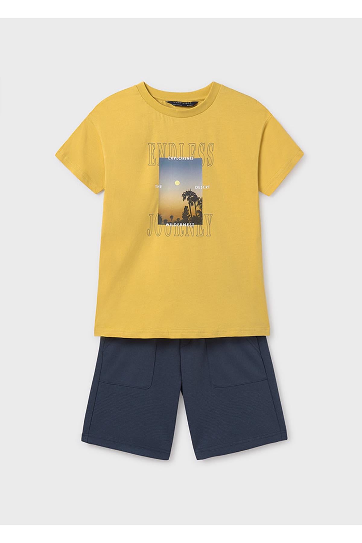 Mayoral Yazlık Erkek Çocuk T-Shirt Şort 2'li Takım - Koyu Sarı