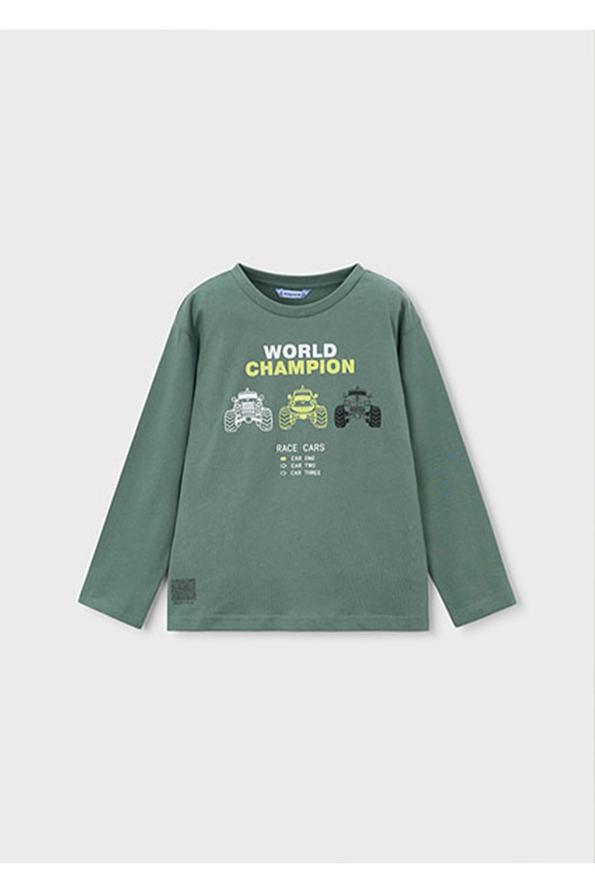 Mayoral Yazlık Erkek Çocuk Uzun Kol Baskılı Tshirt - Yeşil