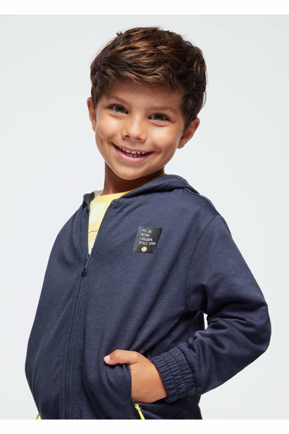 Mayoral Yazlık Erkek Kapşonlu Fermaurlı Uzun Kol Sweatshirt Lacivert