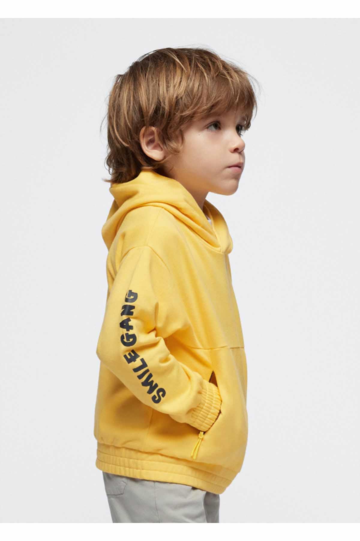 Mayoral Yazlık Erkek Kapşonlu Uzun Kol Sweatshirt Sarı