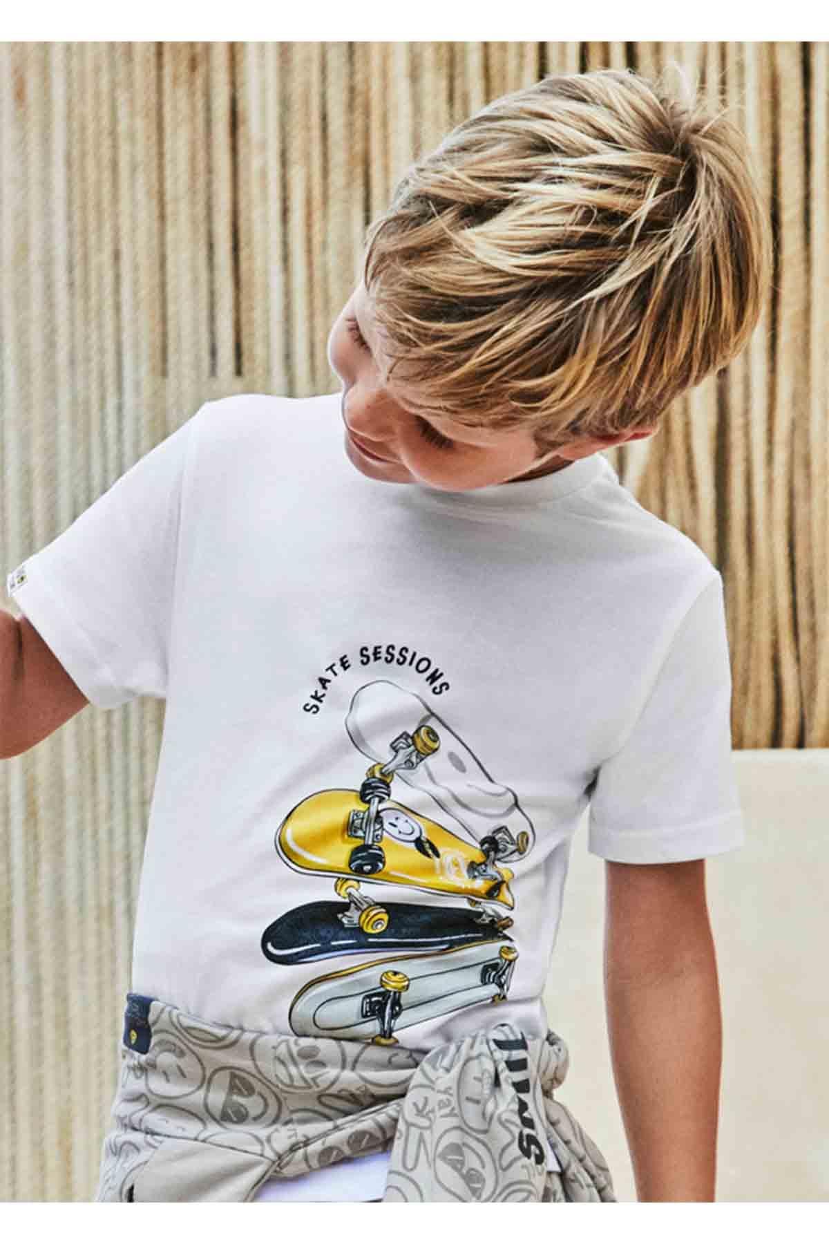 Mayoral Yazlık Erkek Kısa Kol T-shirt - Beyaz