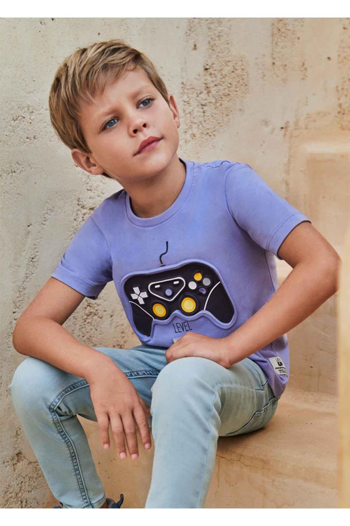 Mayoral Yazlık Erkek Kısa Kol T-shirt - Mor