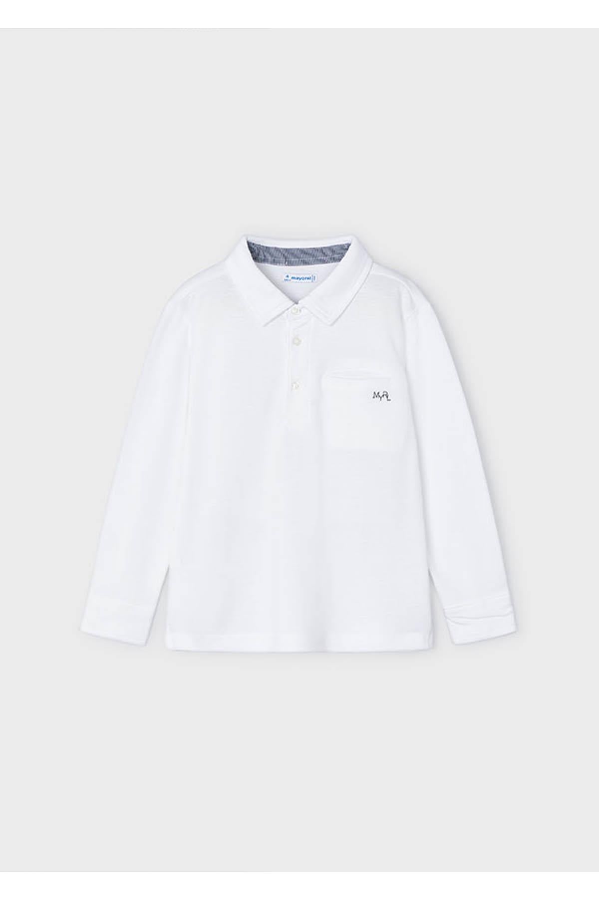 Mayoral Yazlık Erkek Polo Uzun Kol T-shirt Beyaz