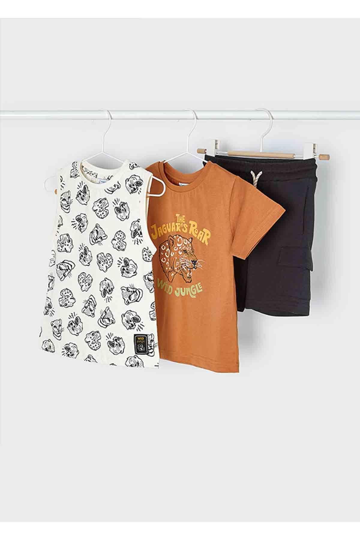 Mayoral Yazlık Erkek T-shirt Şort 3'lü Set - Turuncu