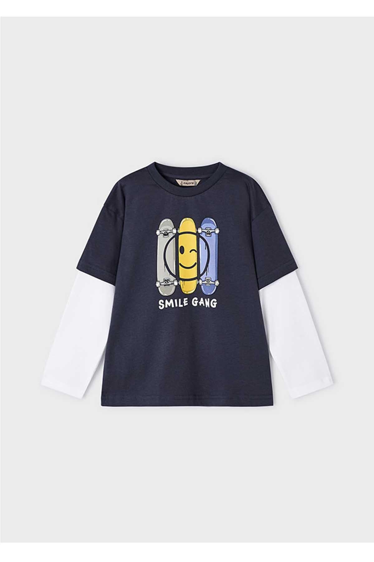 Mayoral Yazlık Erkek Uzun Kol  Çift Kat T-shirt - Lacivert