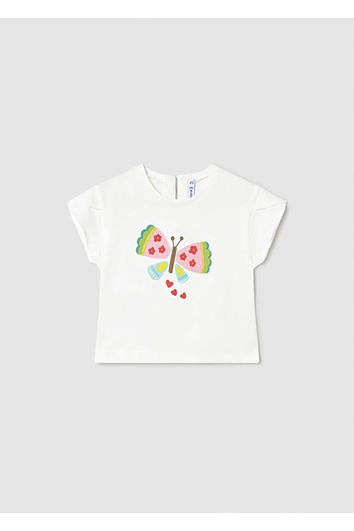 Mayoral Yazlık Kız Bebek Baskılı Tshirt - Ekru