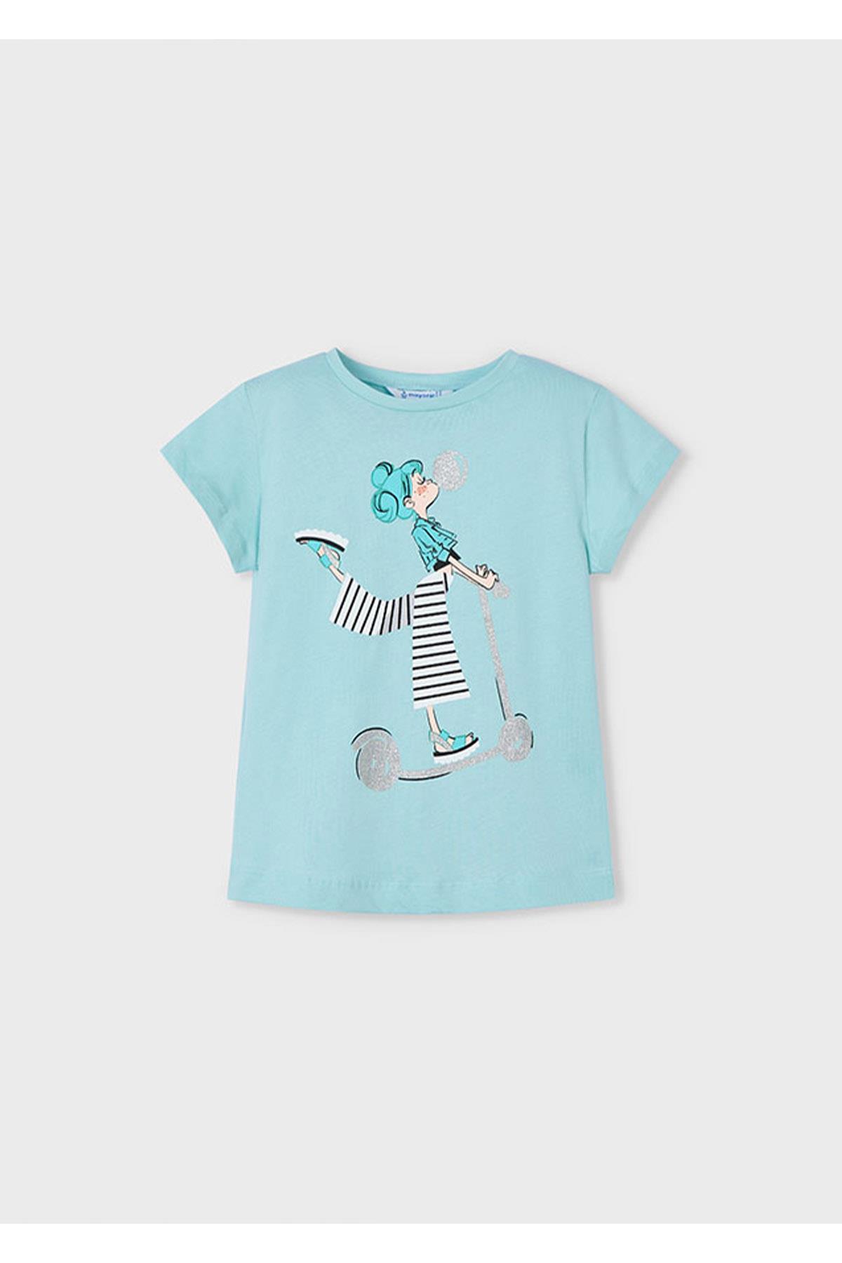 Mayoral Yazlık Kız Çocuk Baskılı T-Shirt - Yeşil