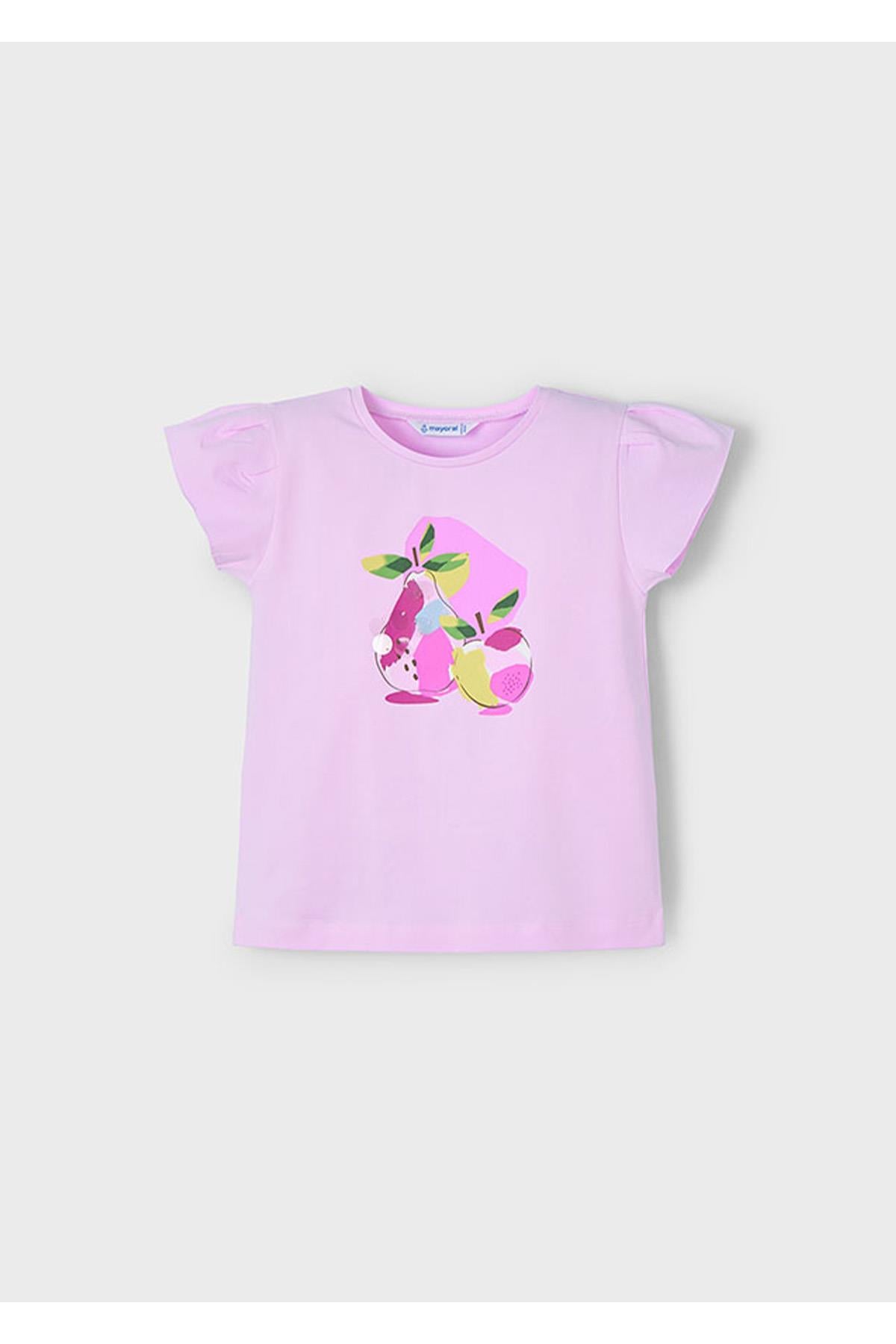Mayoral Yazlık Kız Çocuk Baskılı T-Shirt - Mor