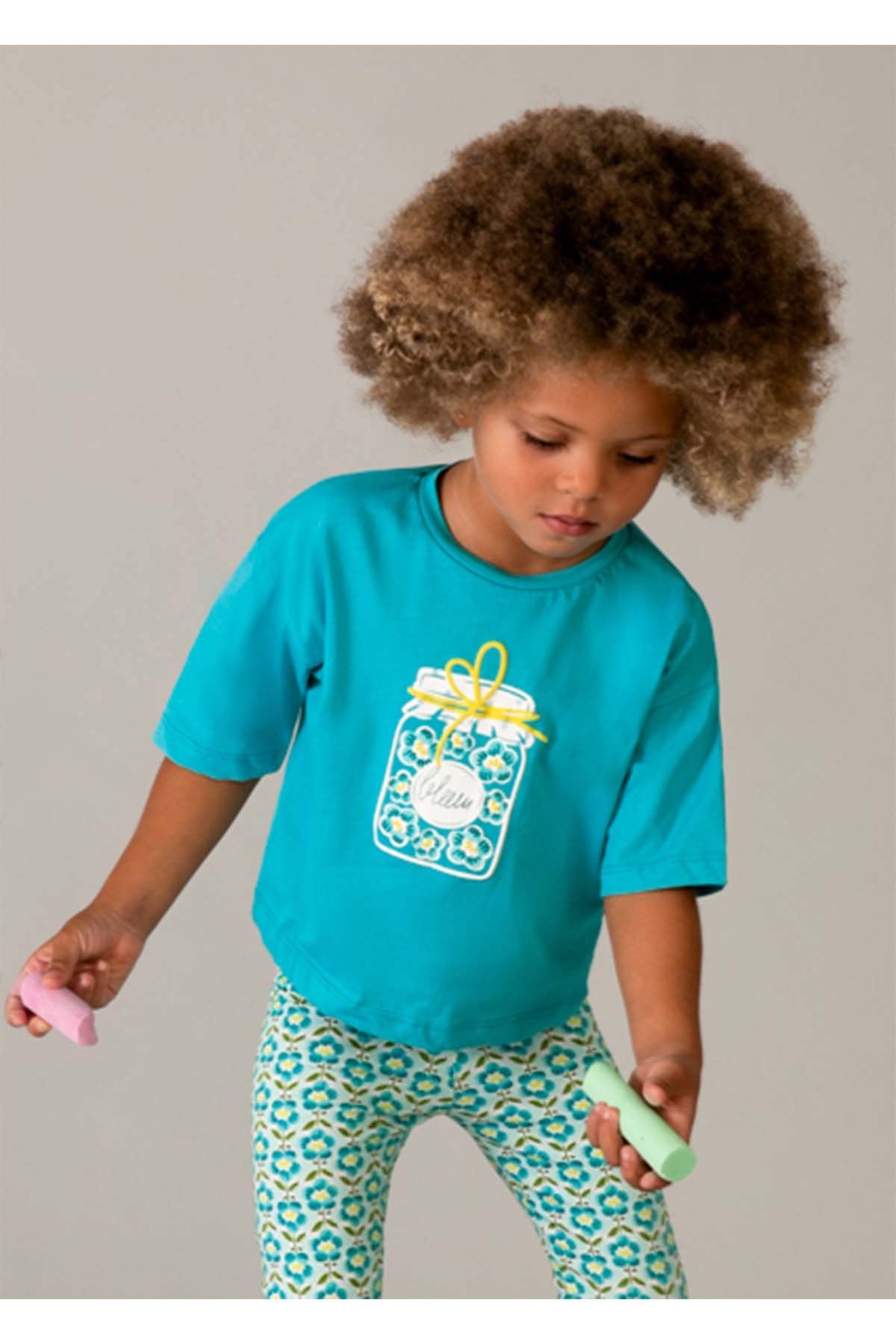 Mayoral Yazlık Kız Çocuk Baskılı Tshirt - Yeşil