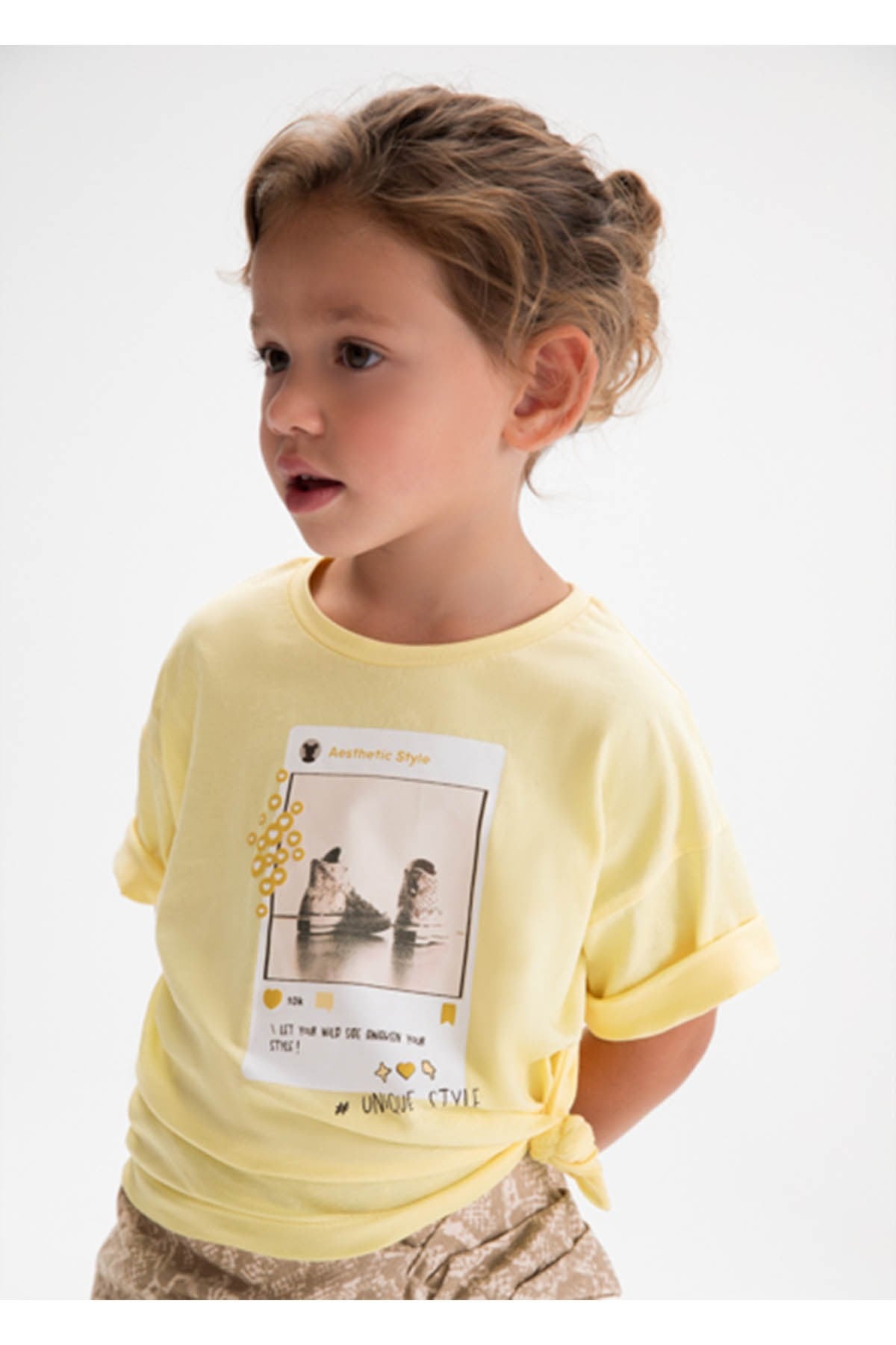 Mayoral Yazlık Kız Çocuk Baskılı Tshirt - Sarı