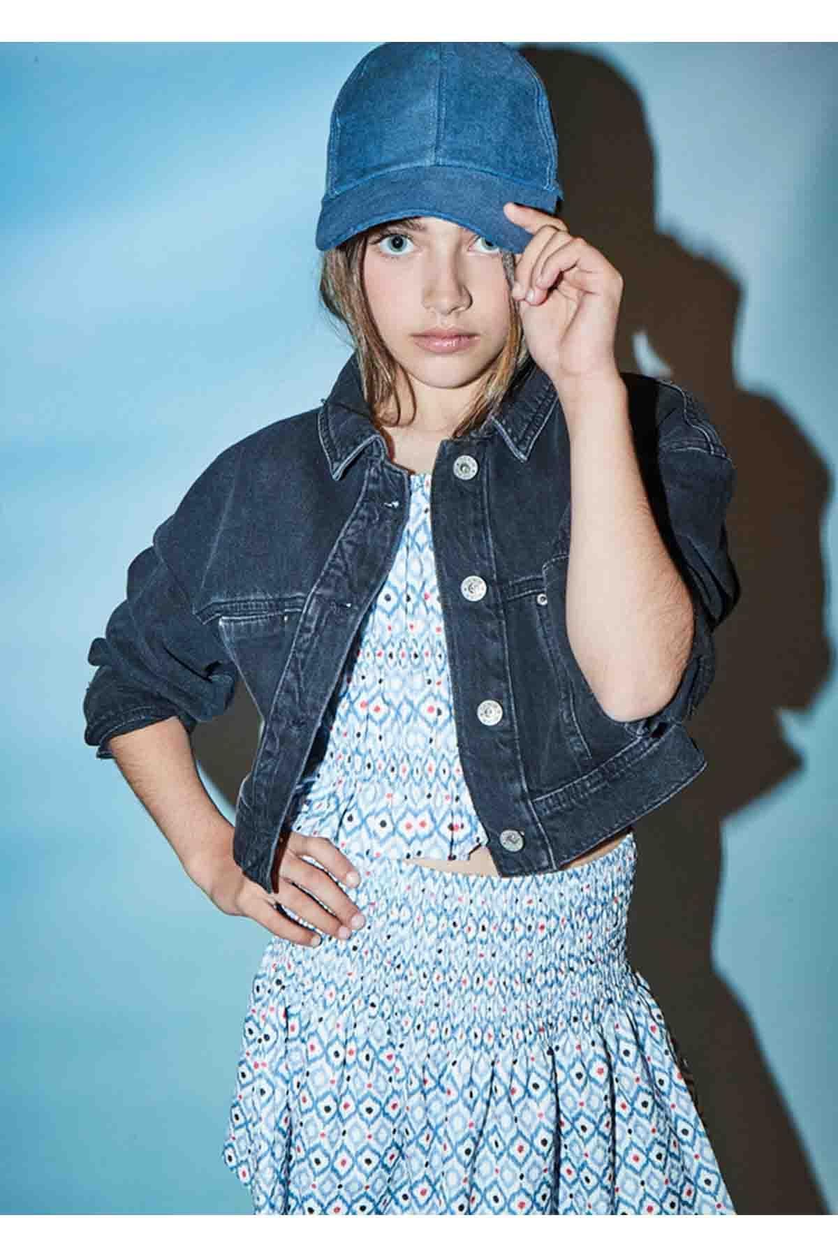 Mayoral Yazlık Kız Çocuk Denim Ceket - Siyah