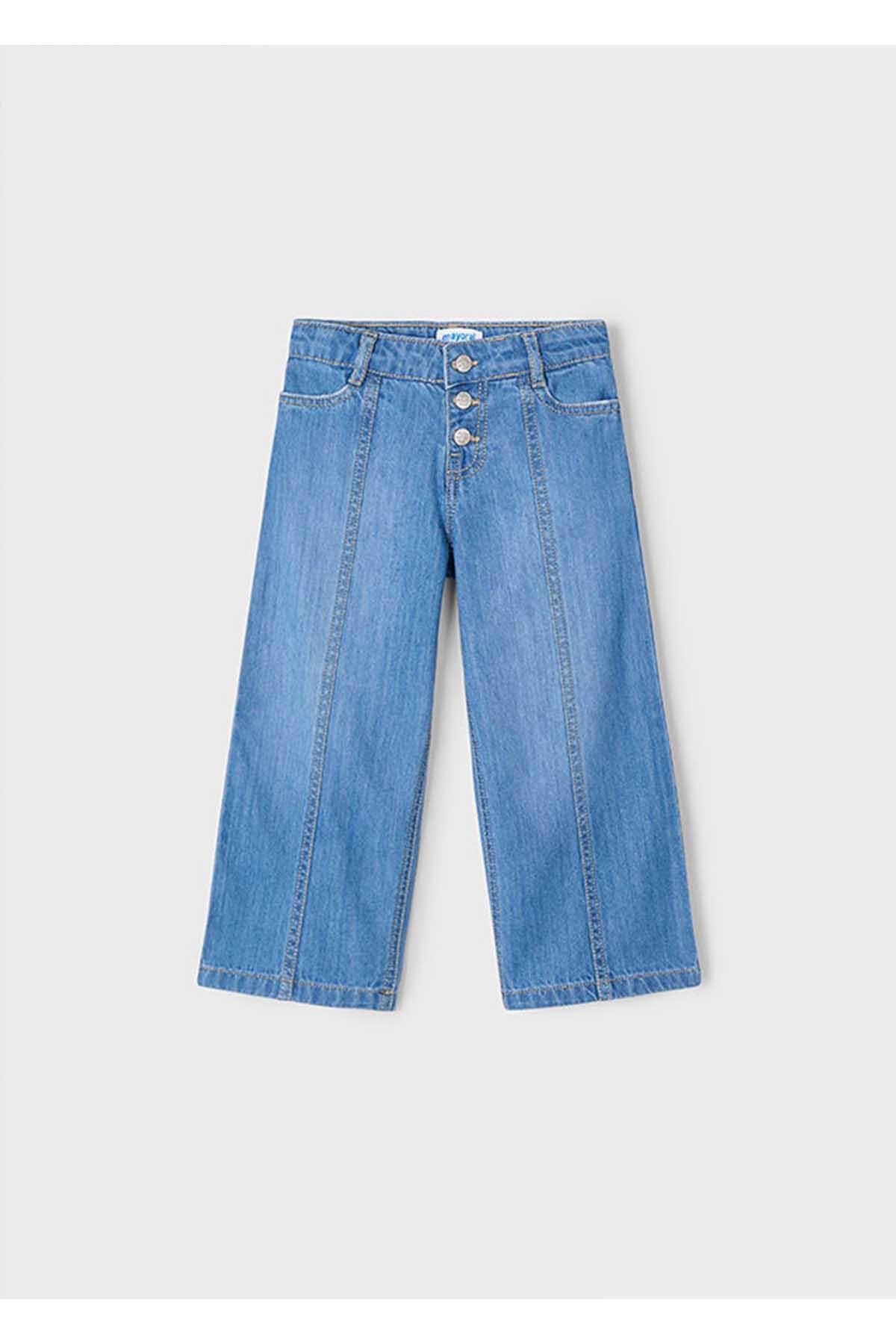 Mayoral Yazlık Kız Çocuk Kargo Bol Denim Pantolon - Mavi