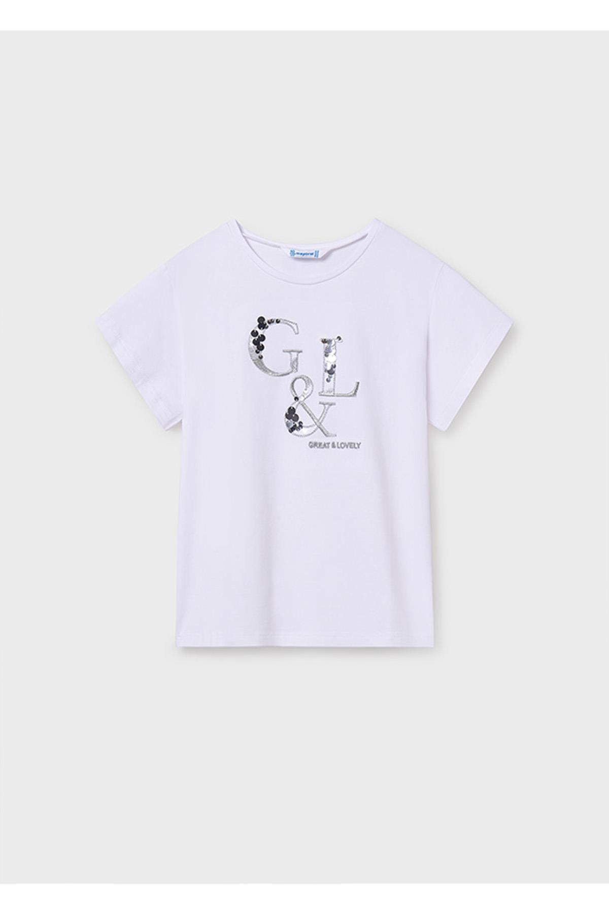 Mayoral Yazlık Kız Çocuk T-Shirt - Beyaz