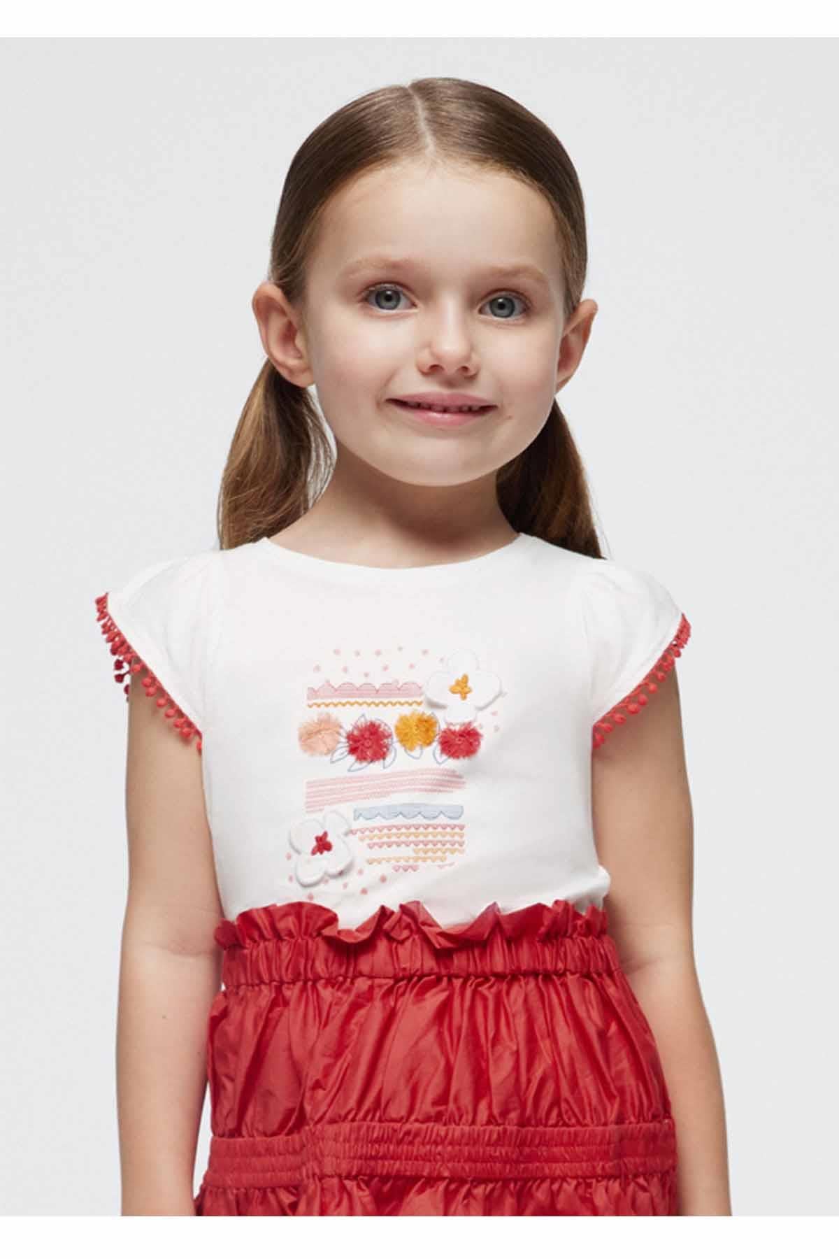 Mayoral Yazlık Kız Kolsuz T-shirt Beyaz
