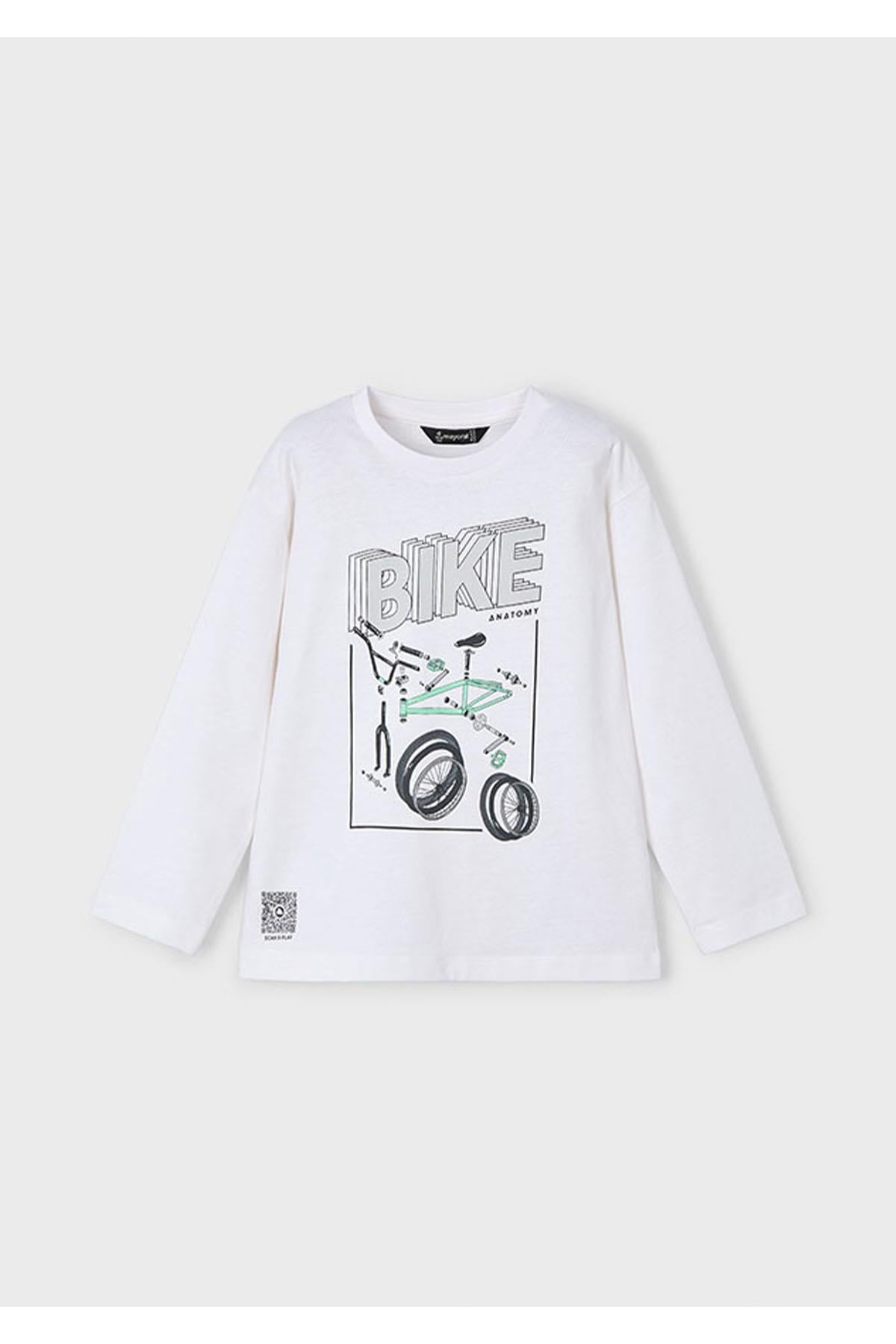 Mayoral Yazlık - Mevsimlik Erkek Çocuk Uzun Kol T-Shirt - Beyaz