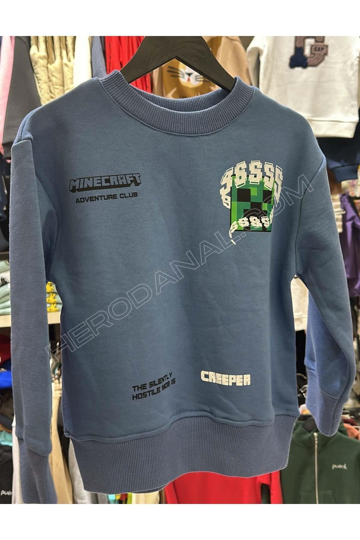 Mine Craft Sweatshırt - İndigo