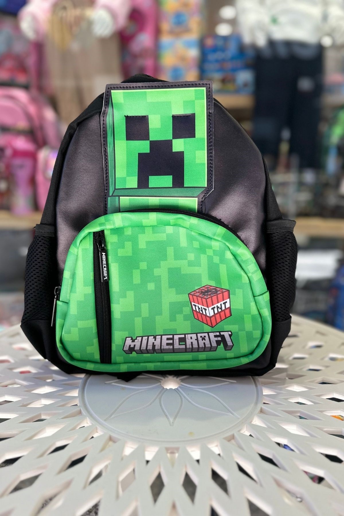 Minecraft Lisanslı 3D Creeper Desenli Anaokulu Çantası - Model 2
