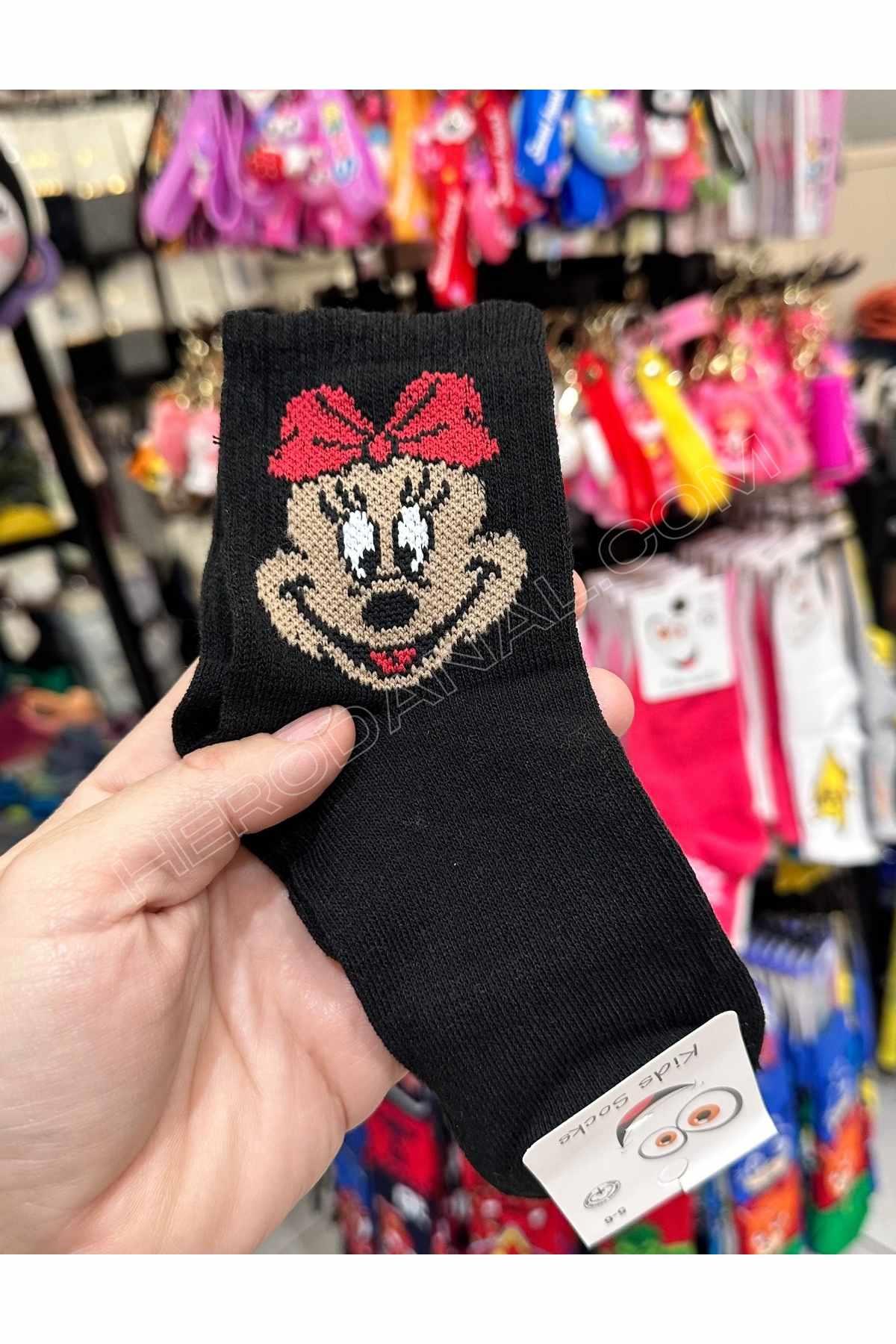 Minnie Mause Soket Çocuk Çorap - Siyah