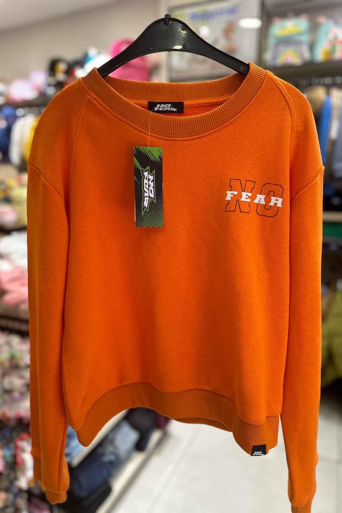 No Fear Çocuk Baskılı Sweatshirt - Turuncu