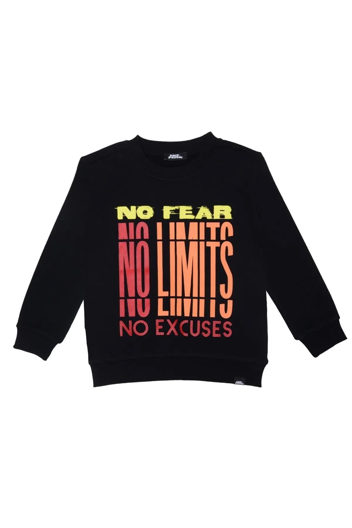 No Fear Erkek Çocuk Baskılı Sweatshirt - Siyah