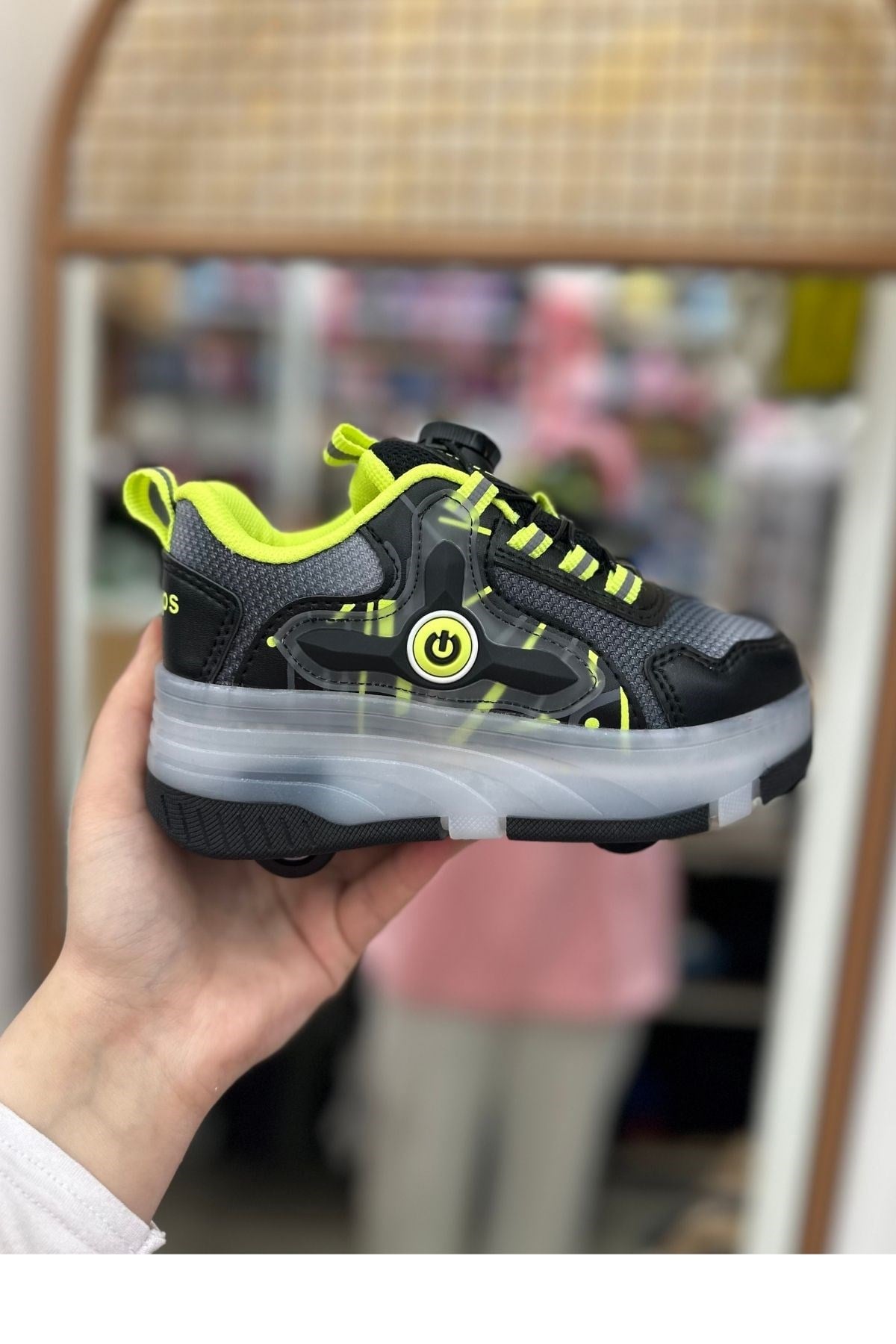 Patenli Çocuk Spor Ayakkabı Model 2 - Neyon - Siyah