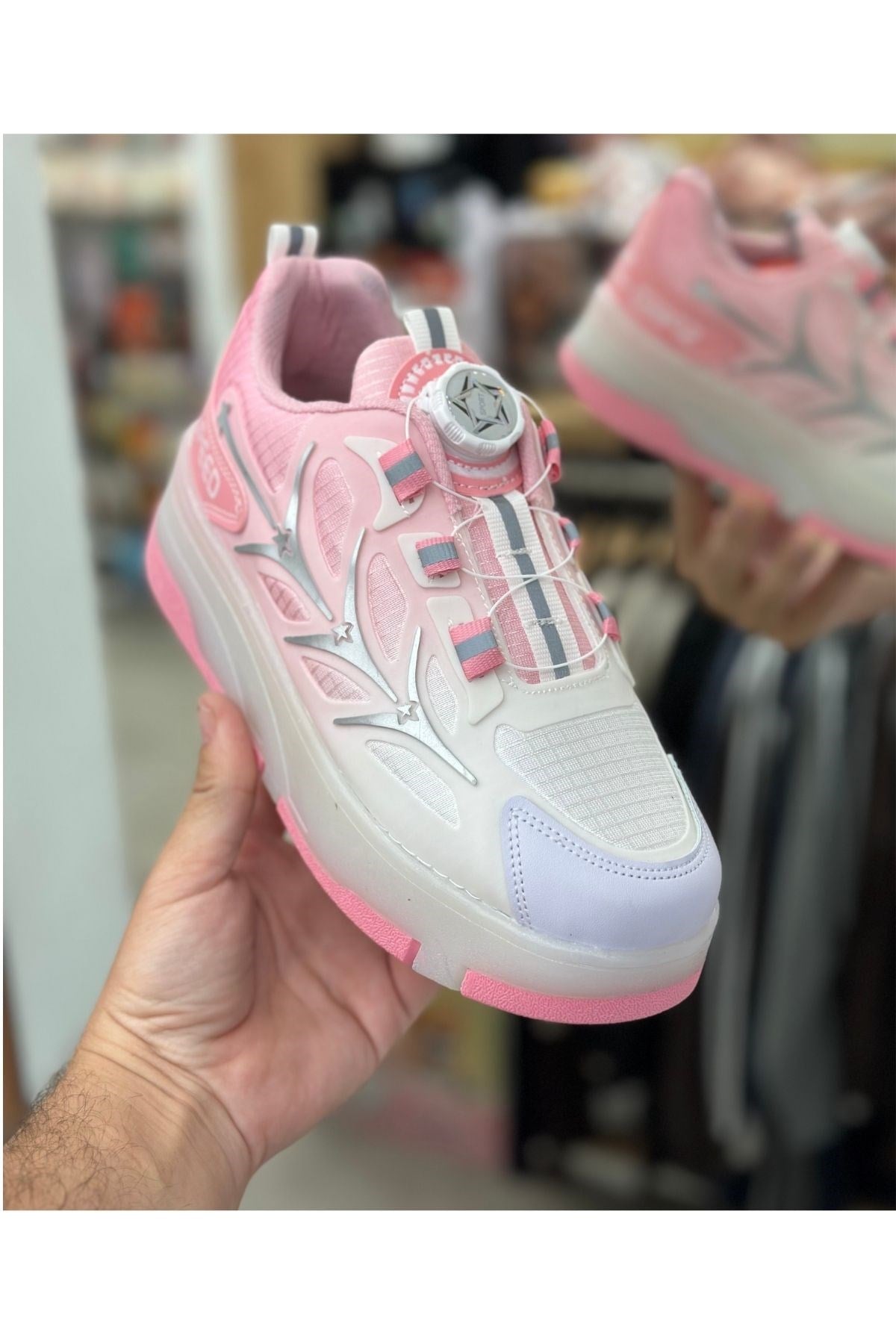 Patenli Yetişkin Çocuk Spor Ayakkabı Model 1 - Pembe