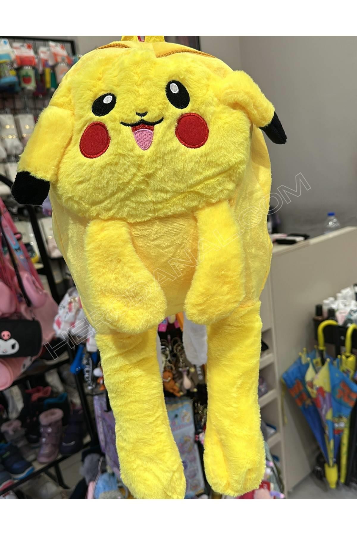 Pikachu Işıklı Oynar Kulak Peluş Çanta