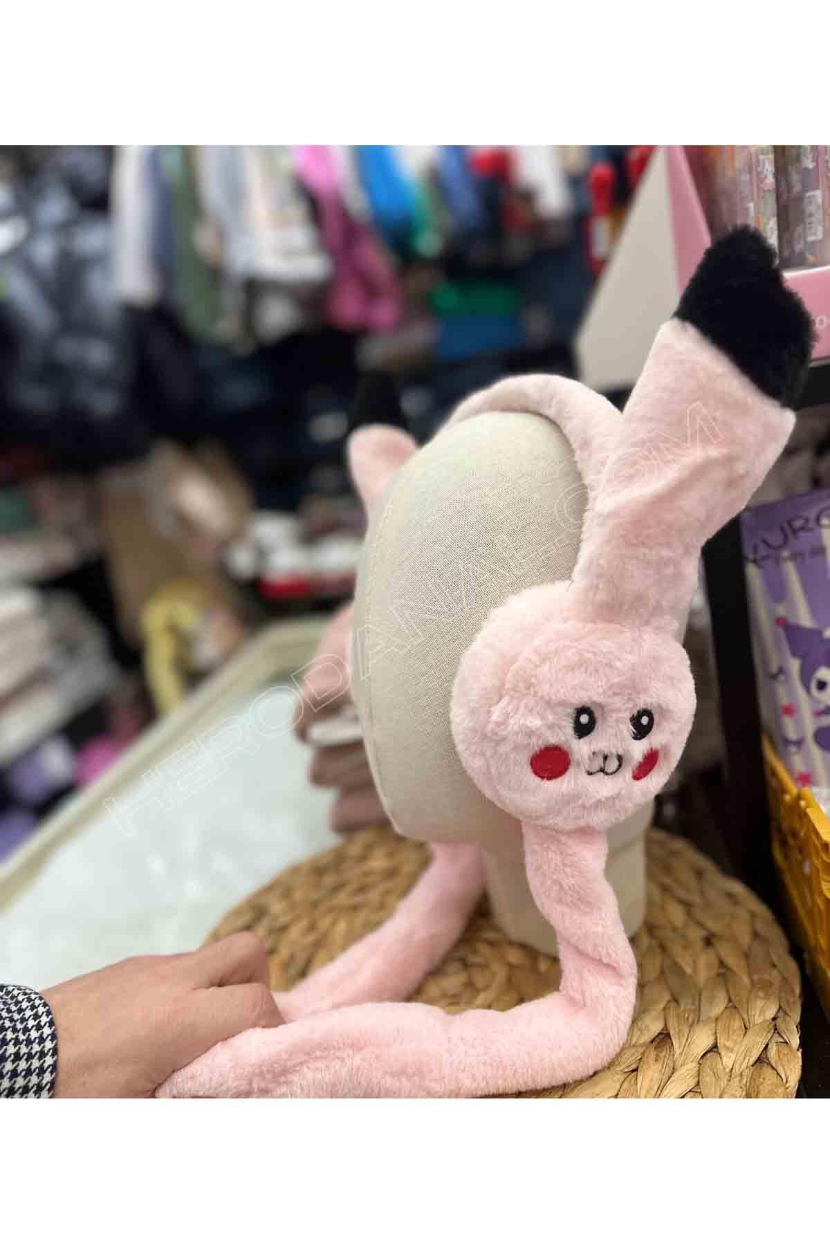 Pikacu Temalı Oynar Peluş Kulaklık - Pembe