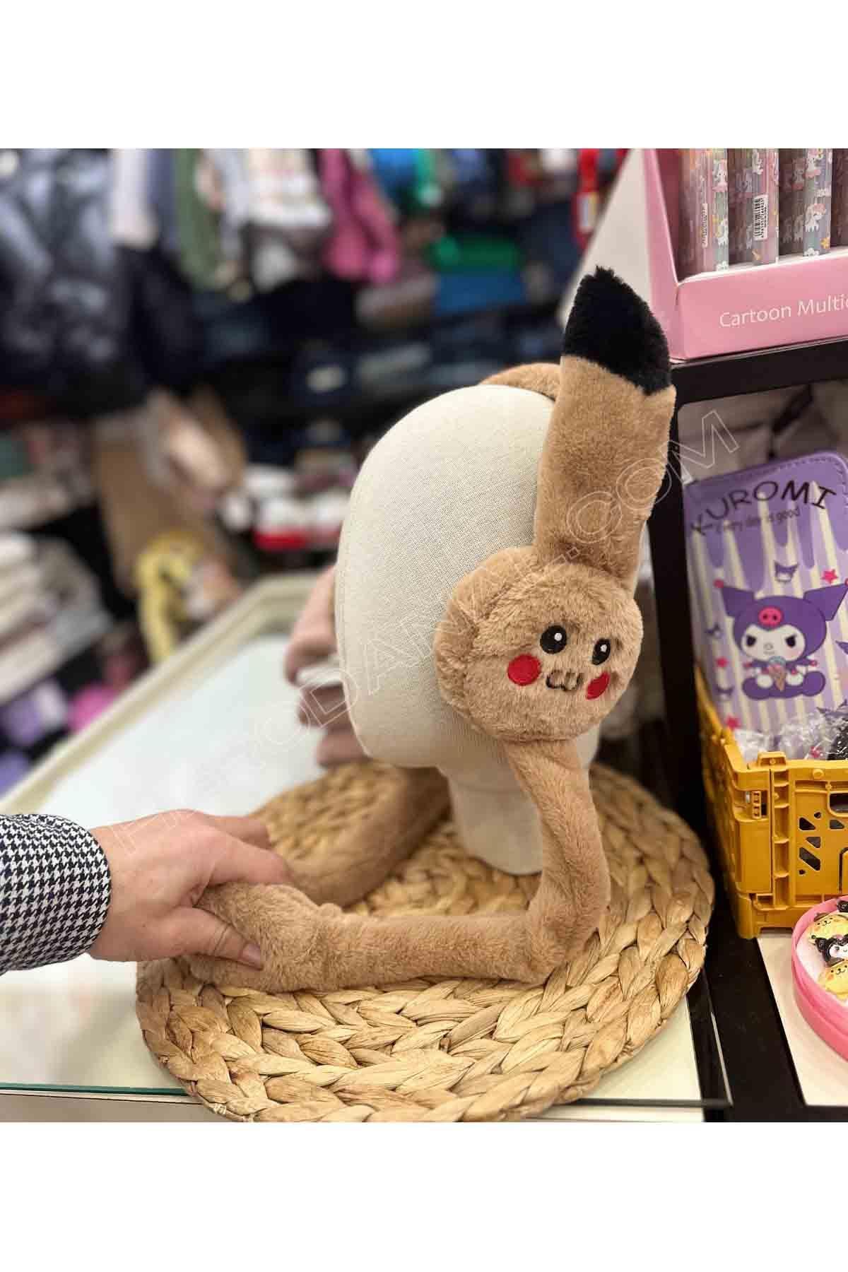 Pikacu Temalı Oynar Sesli Kulaklık - Kahve