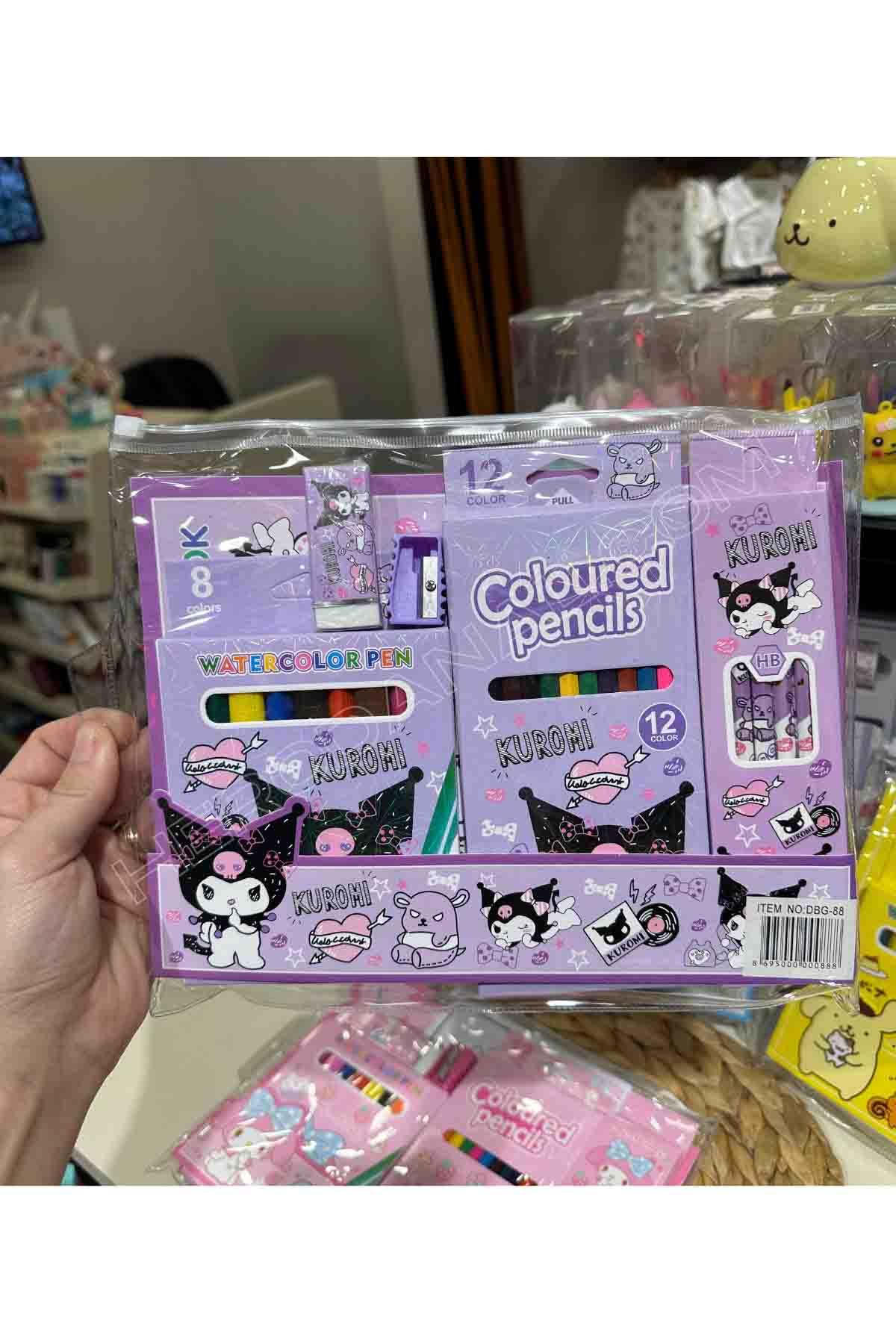 Sanrio Kuromi Boya Kalem Kırtasiye Seti