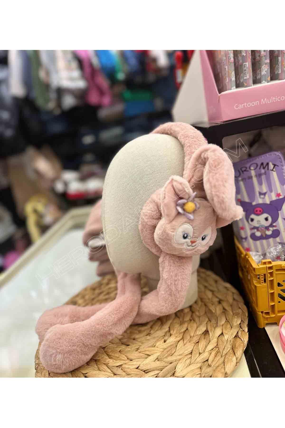 Sevimli Tavşanı Oynar Sesli Peluş Kulaklık - Pembe