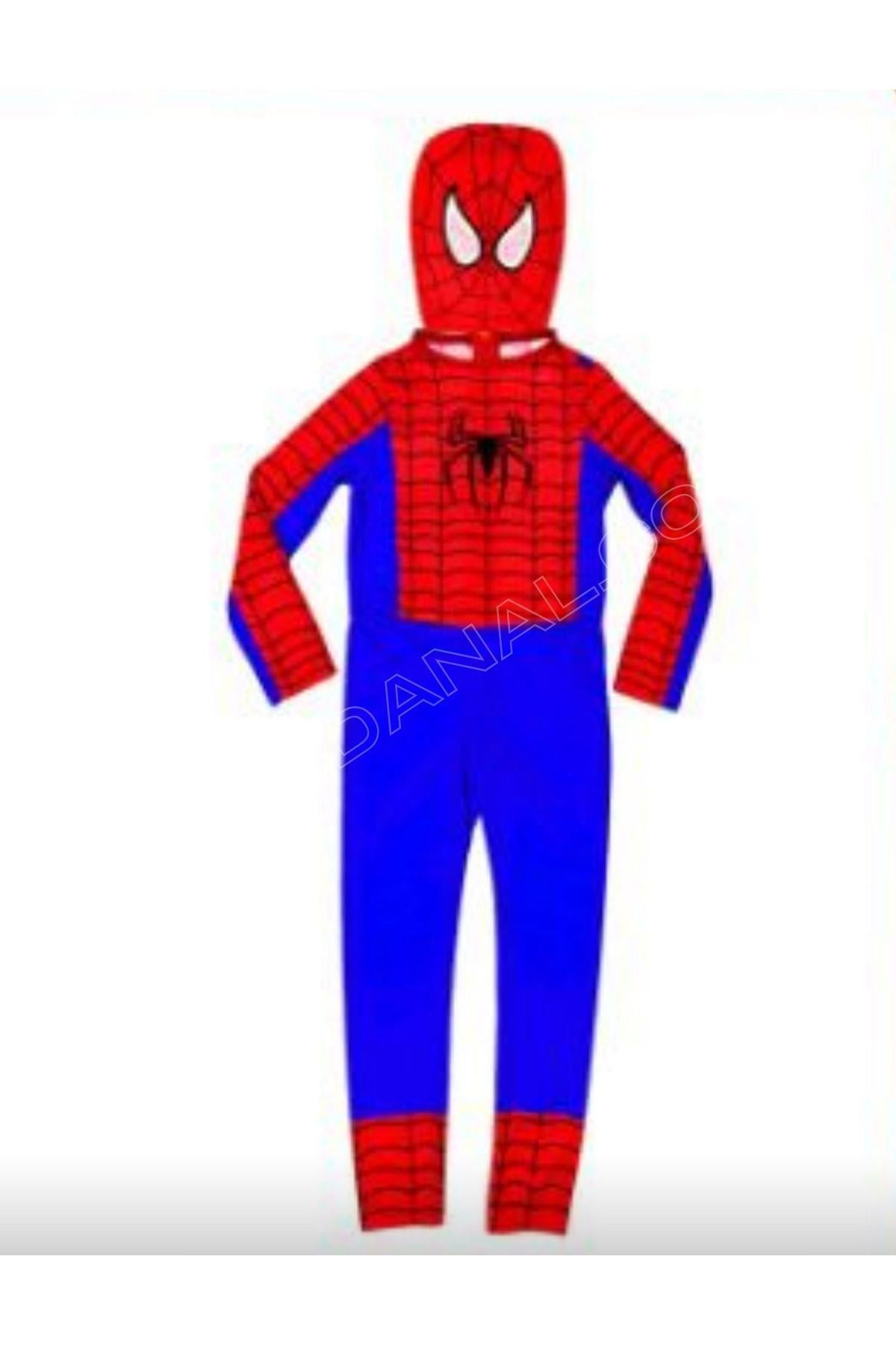 Spiderman Kostümü Örümcek Adam Bez Maskeli Çocuk Kostümü Klasik