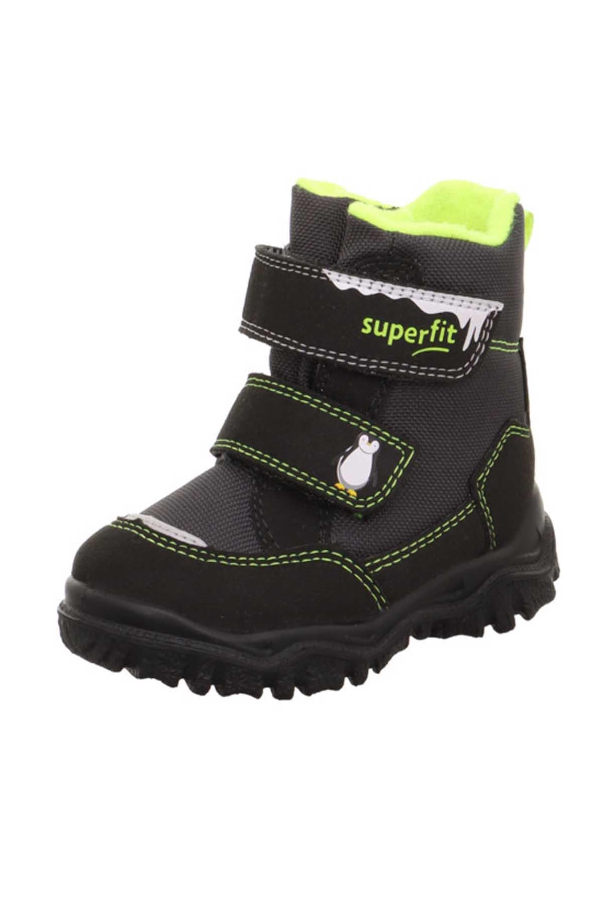 SuperFit Erkek Çocuk S0ympatex Yeşilli Yarı Bot Ayakkabı - Siyah