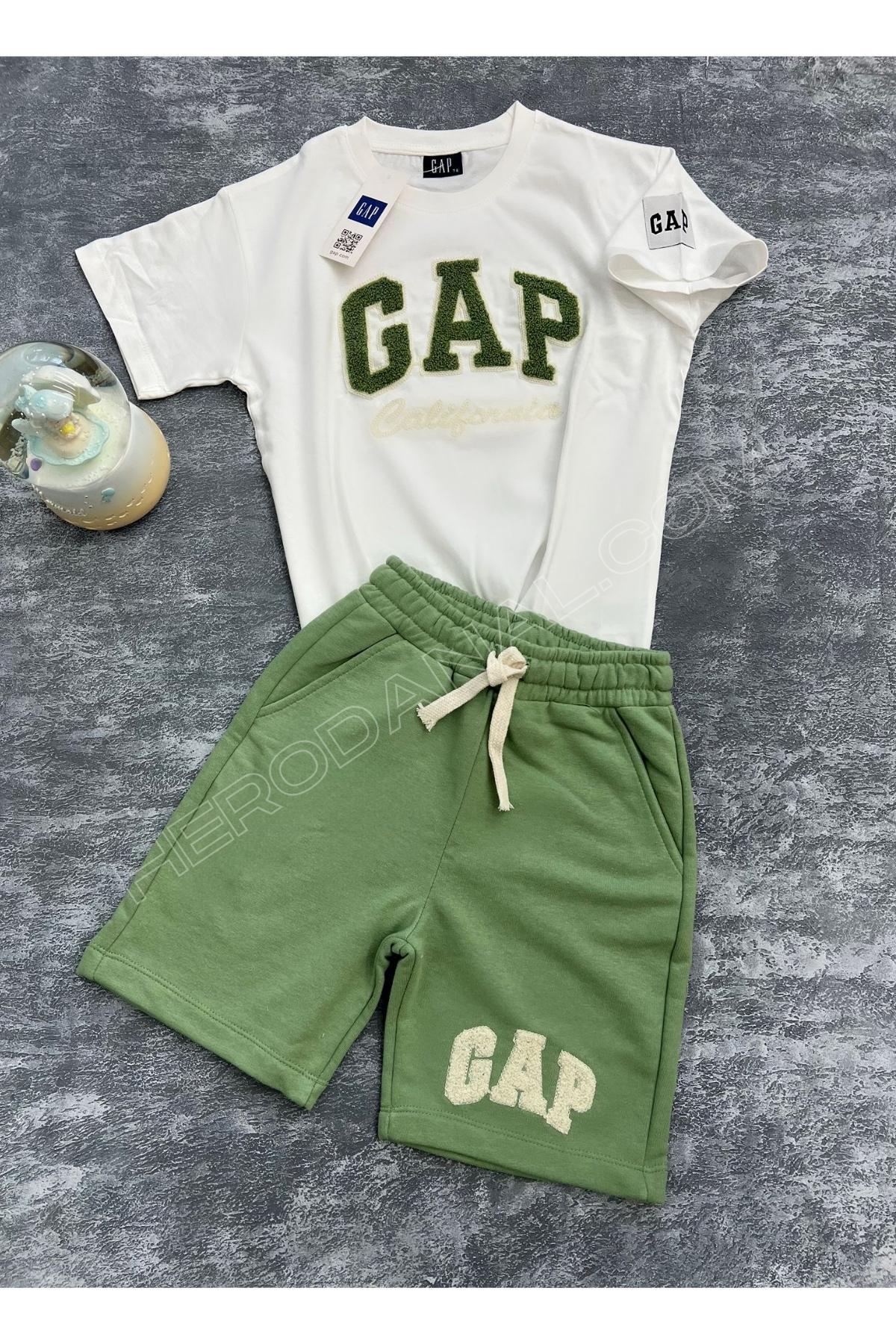 Süzene Nakışlı Unisex Çocuk Şortlu 2'li Takım - Yeşil