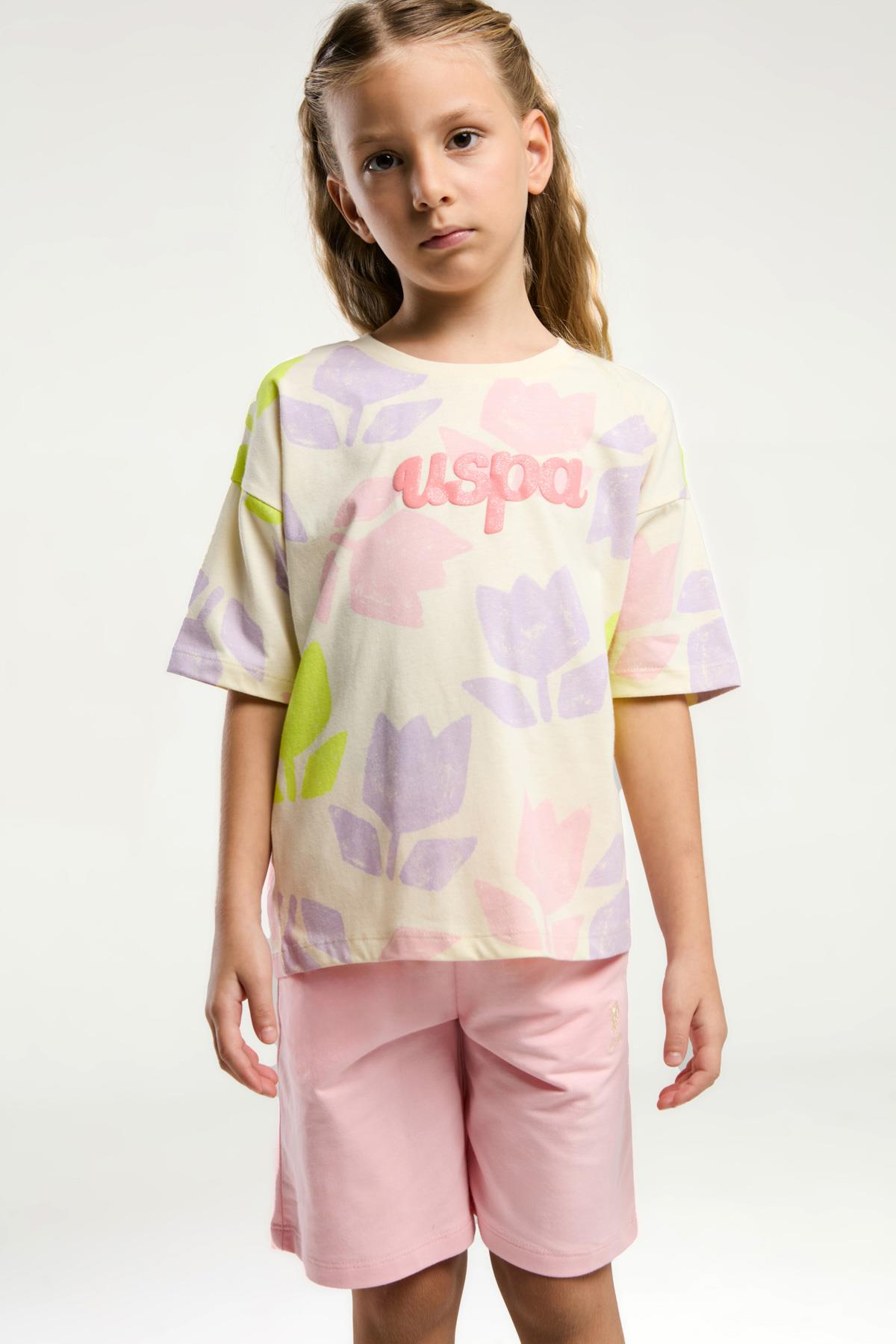 U.S. Polo Assn. Kız Çocuk Şortlu Takım - Lila - Pembe