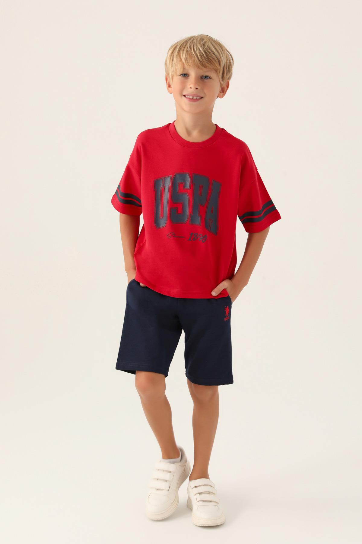 U.S. Polo Assn. Erkek Çocuk Şortlu Takım - Kırmızı