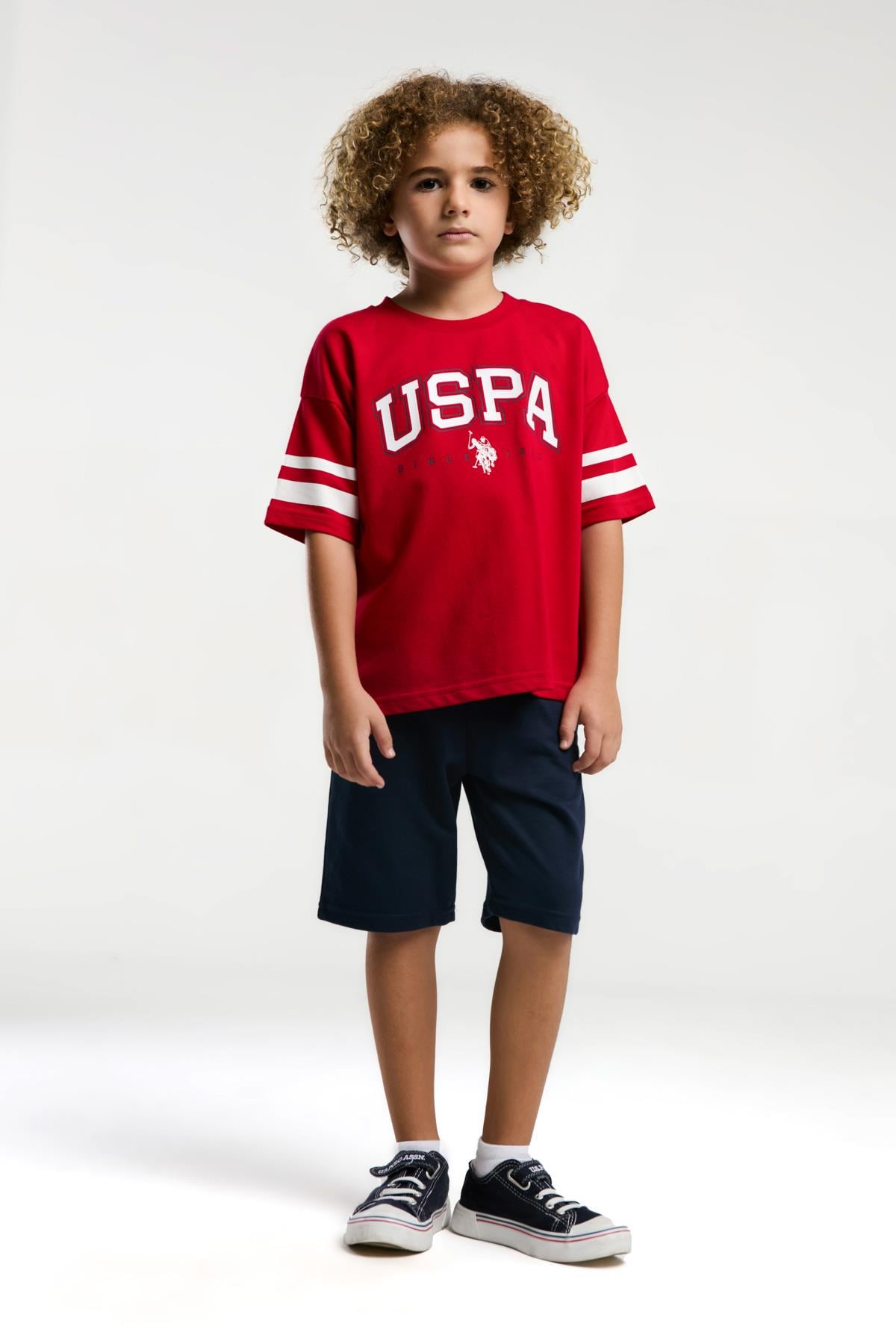 U.S. Polo Assn. Erkek Çocuk Şortlu Takım - Kırmızı